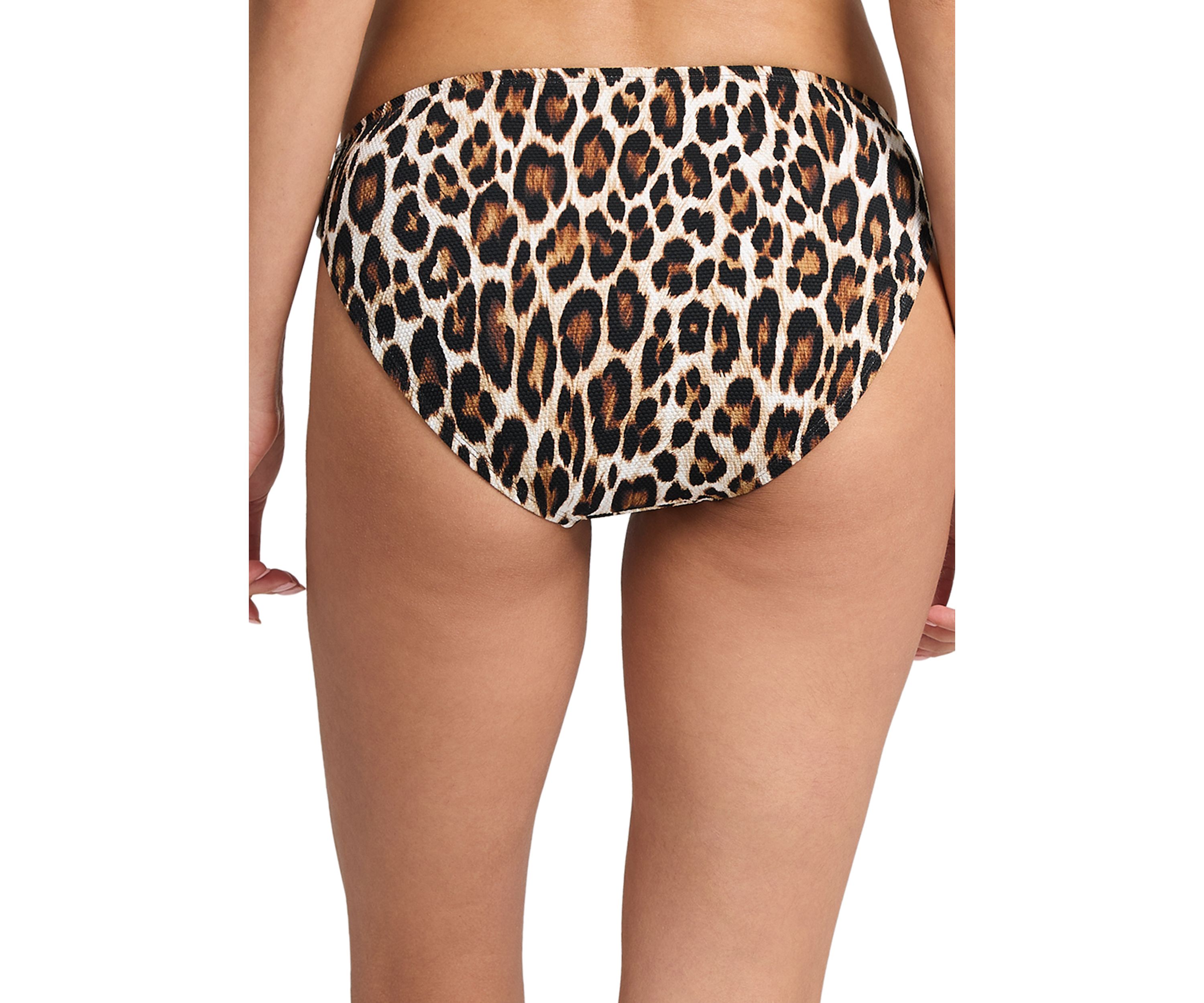 Island Cays Leopard Side Shirred Swim Hipster 