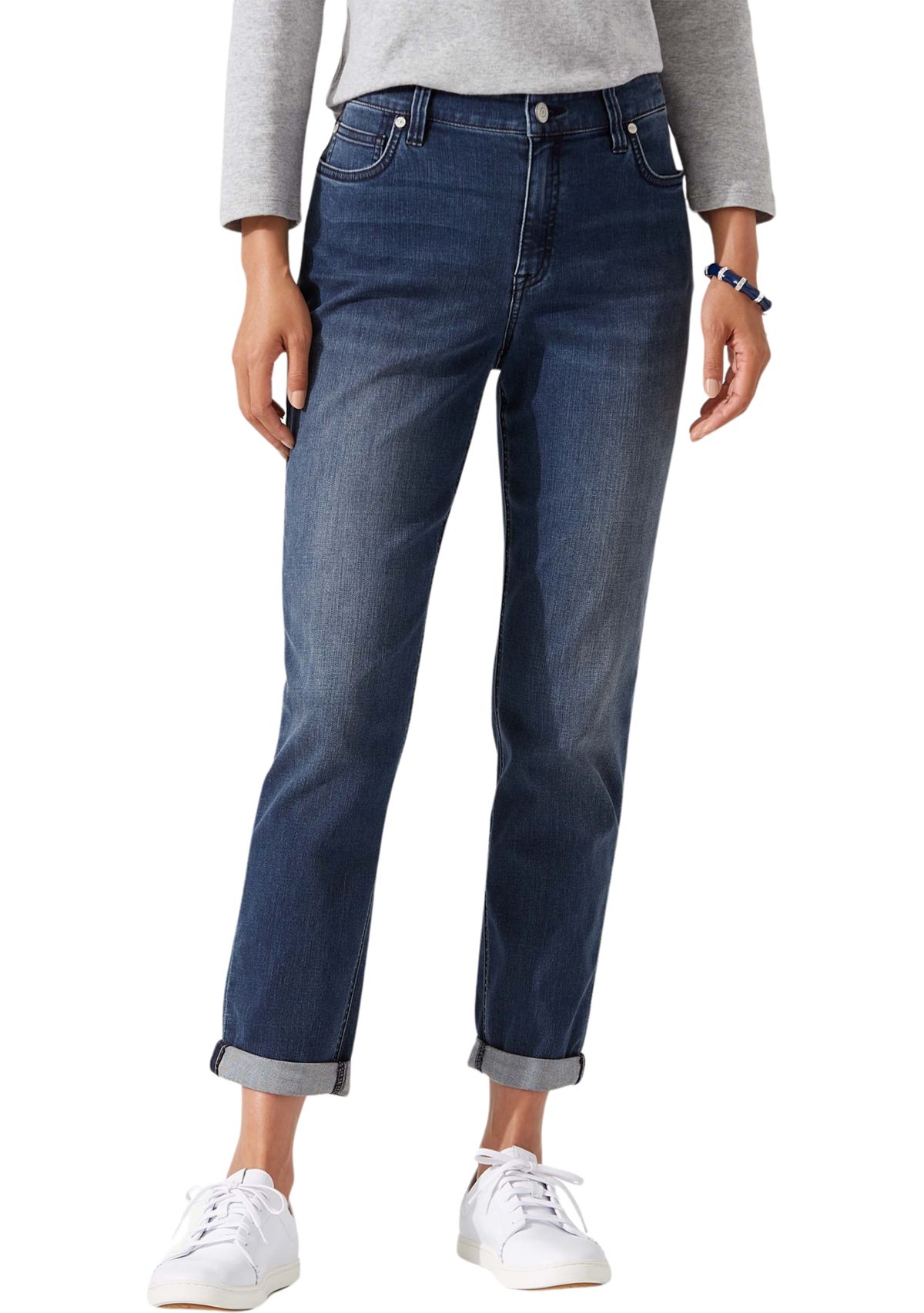 Womens Leila Mid Rise Slim Boyfriend Jeans