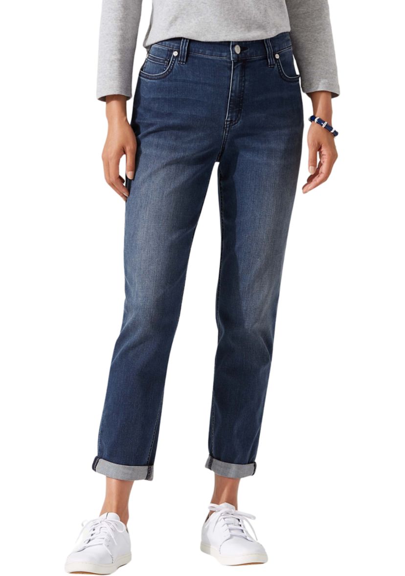 Womens Leila Mid Rise Slim Boyfriend Jeans