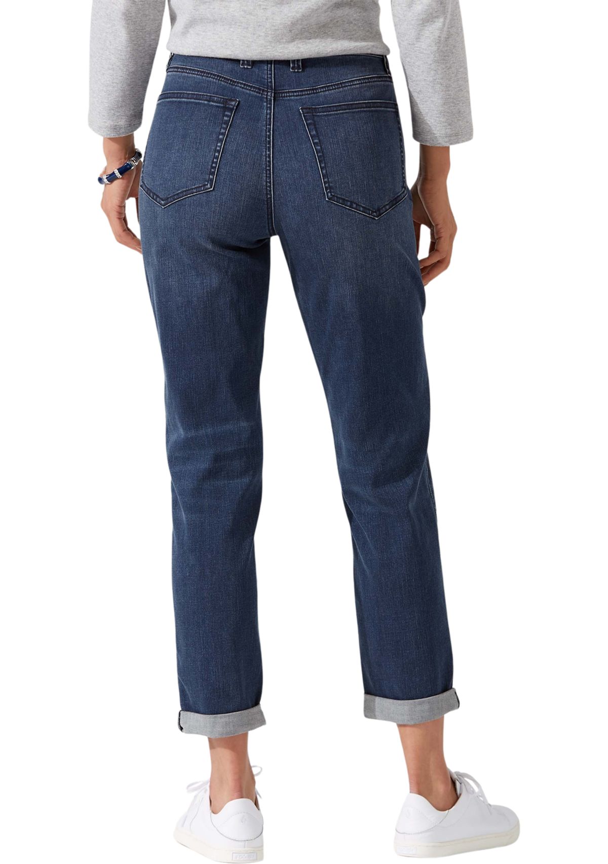 Womens Leila Mid Rise Slim Boyfriend Jeans