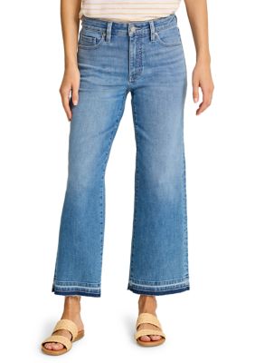 Tommy Bahama Women's High-Rise Cropped Wide-Leg Raw-Hem Jeans, 14