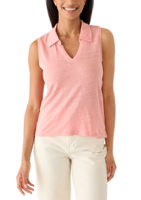 Tommy Bahama Women's Sleeveless Linnea Johnny Collar Top, Peach, XL
