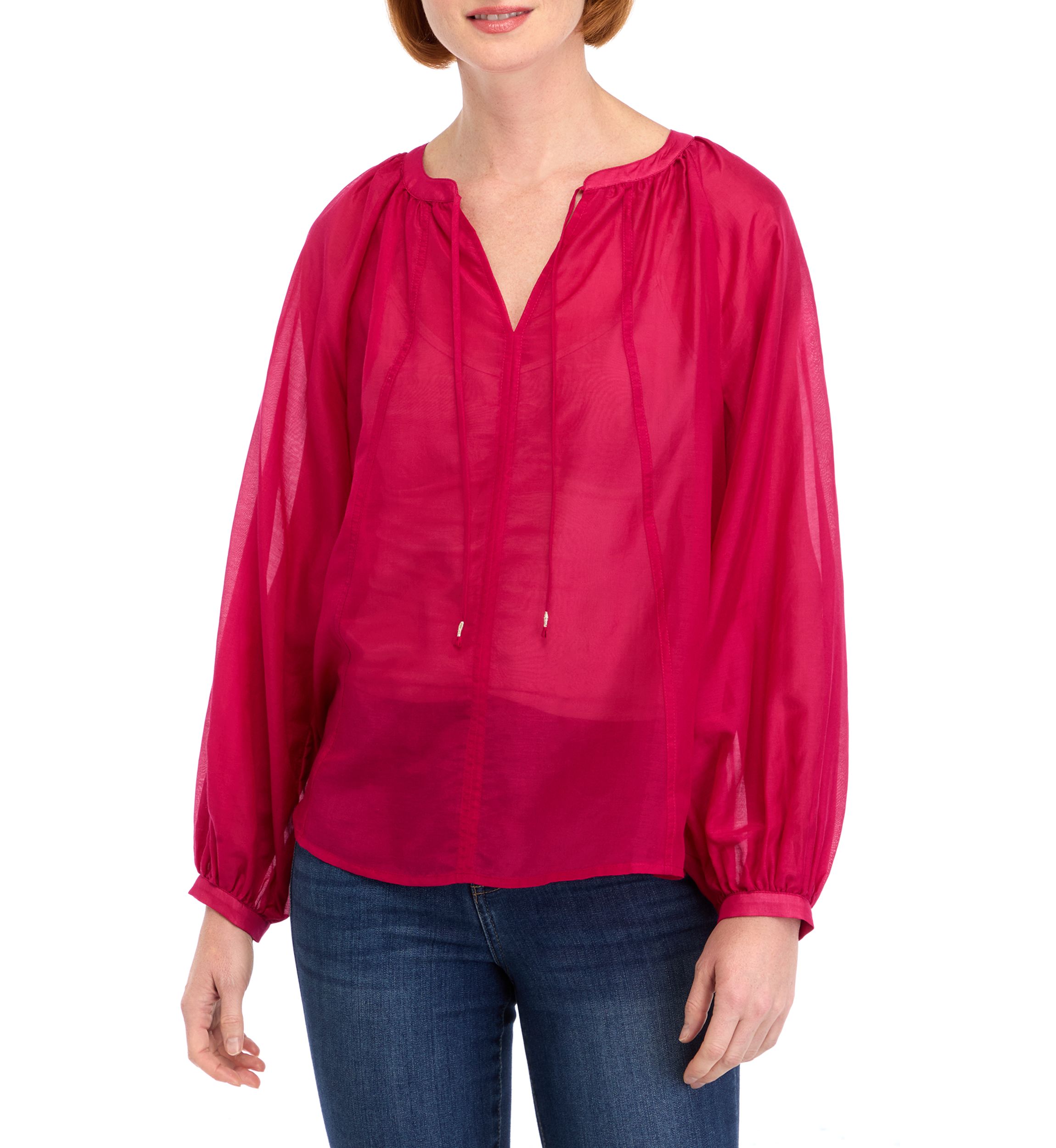Womens Long Sleeve Peasant Top 