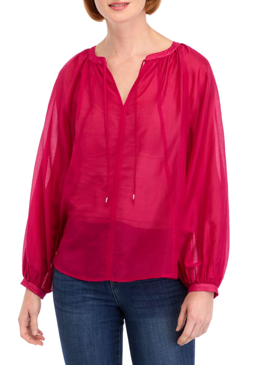 Womens Long Sleeve Peasant Top 