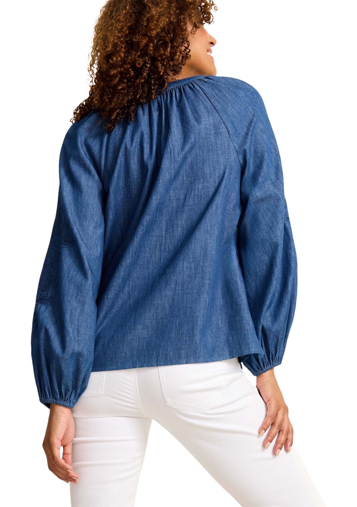 Womens Hightide Cove Embroidered Long Sleeve Blouse 