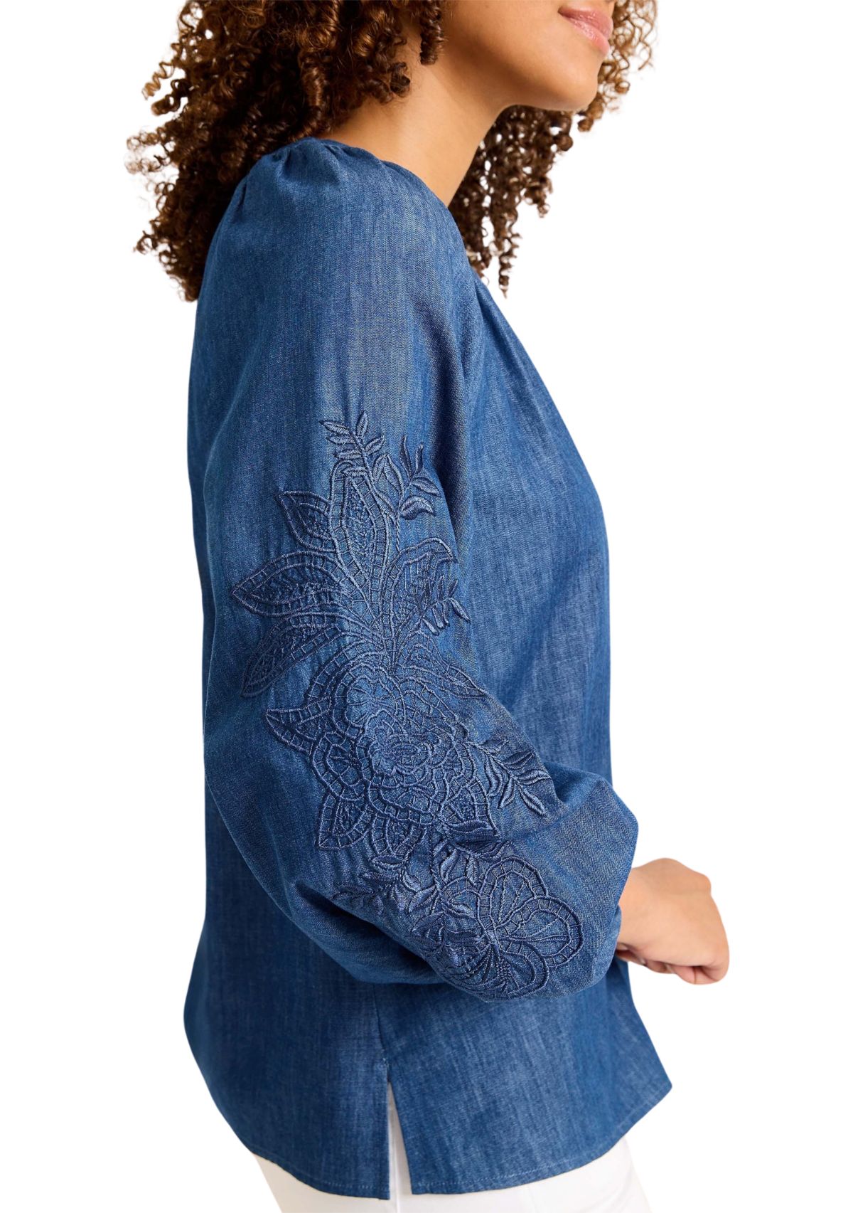 Womens Hightide Cove Embroidered Long Sleeve Blouse 