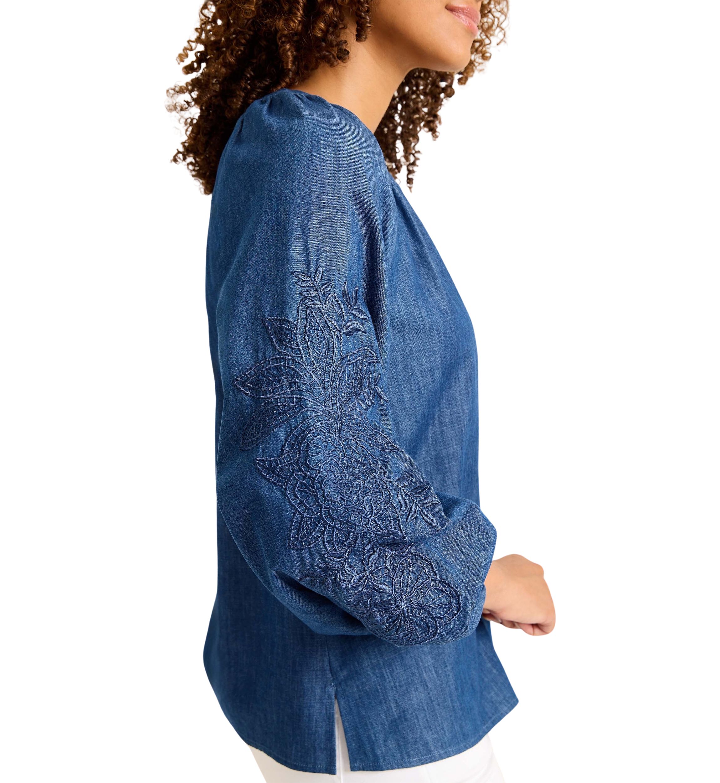 Womens Hightide Cove Embroidered Long Sleeve Blouse 