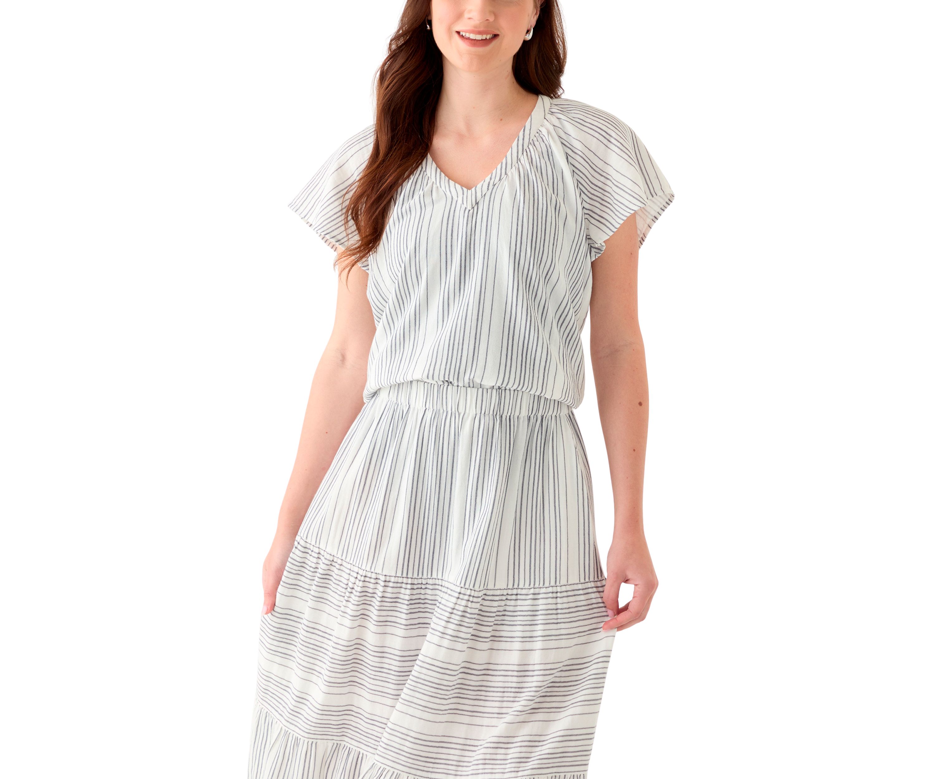 Womens Printed Gauze Flutter Top