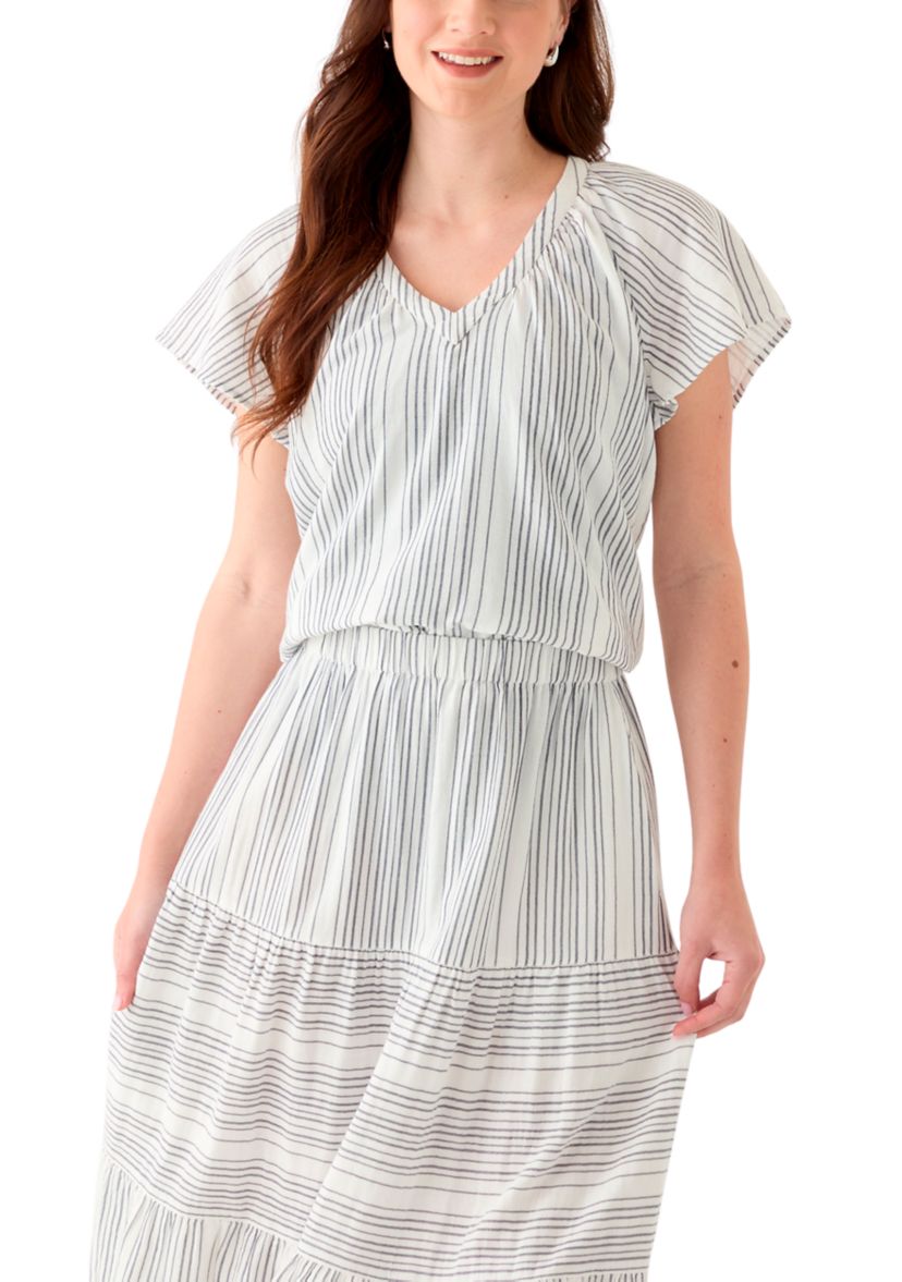 Womens Printed Gauze Flutter Top