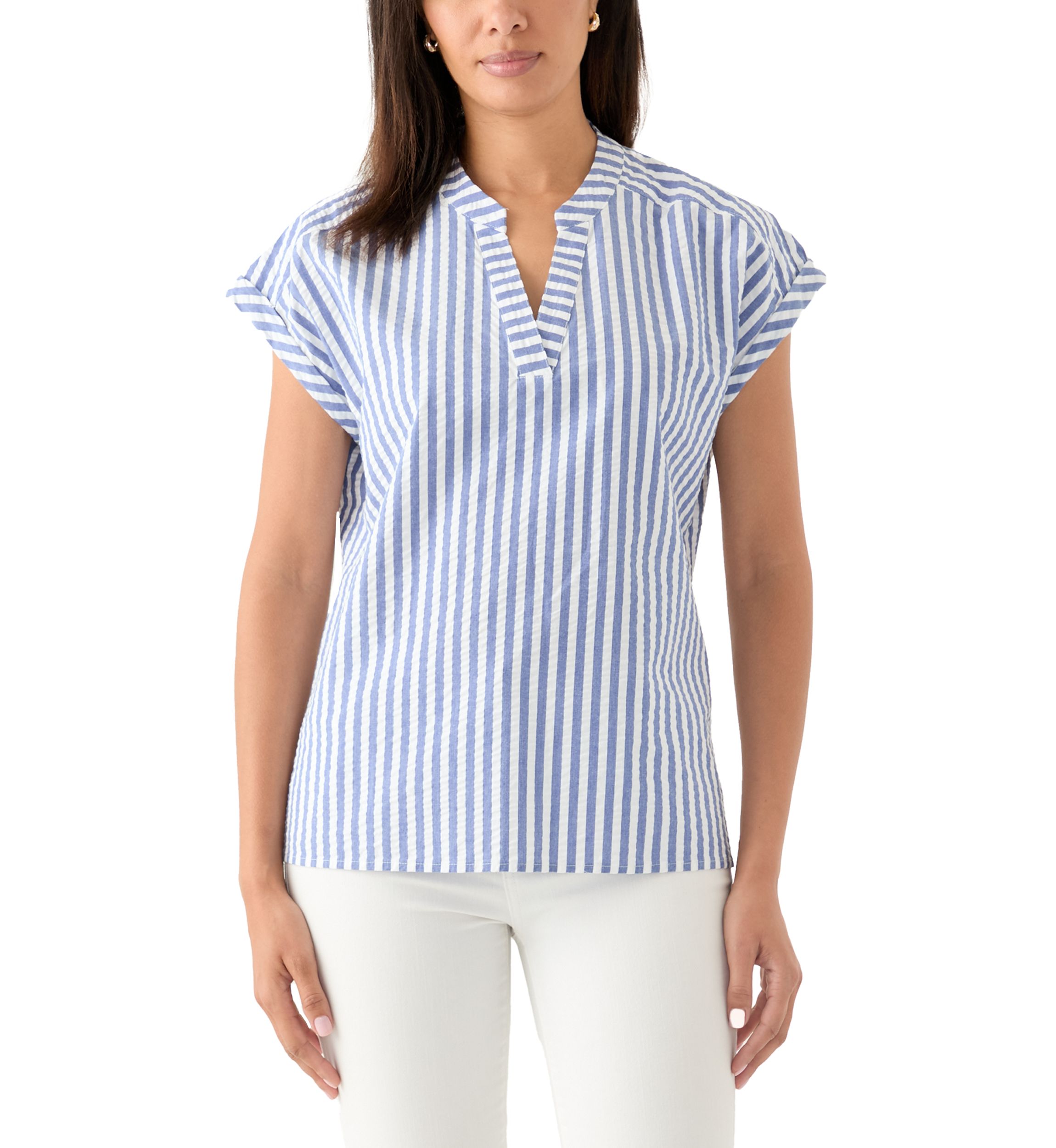 Womens Short Sleeve Frond Harbor Stripe Top