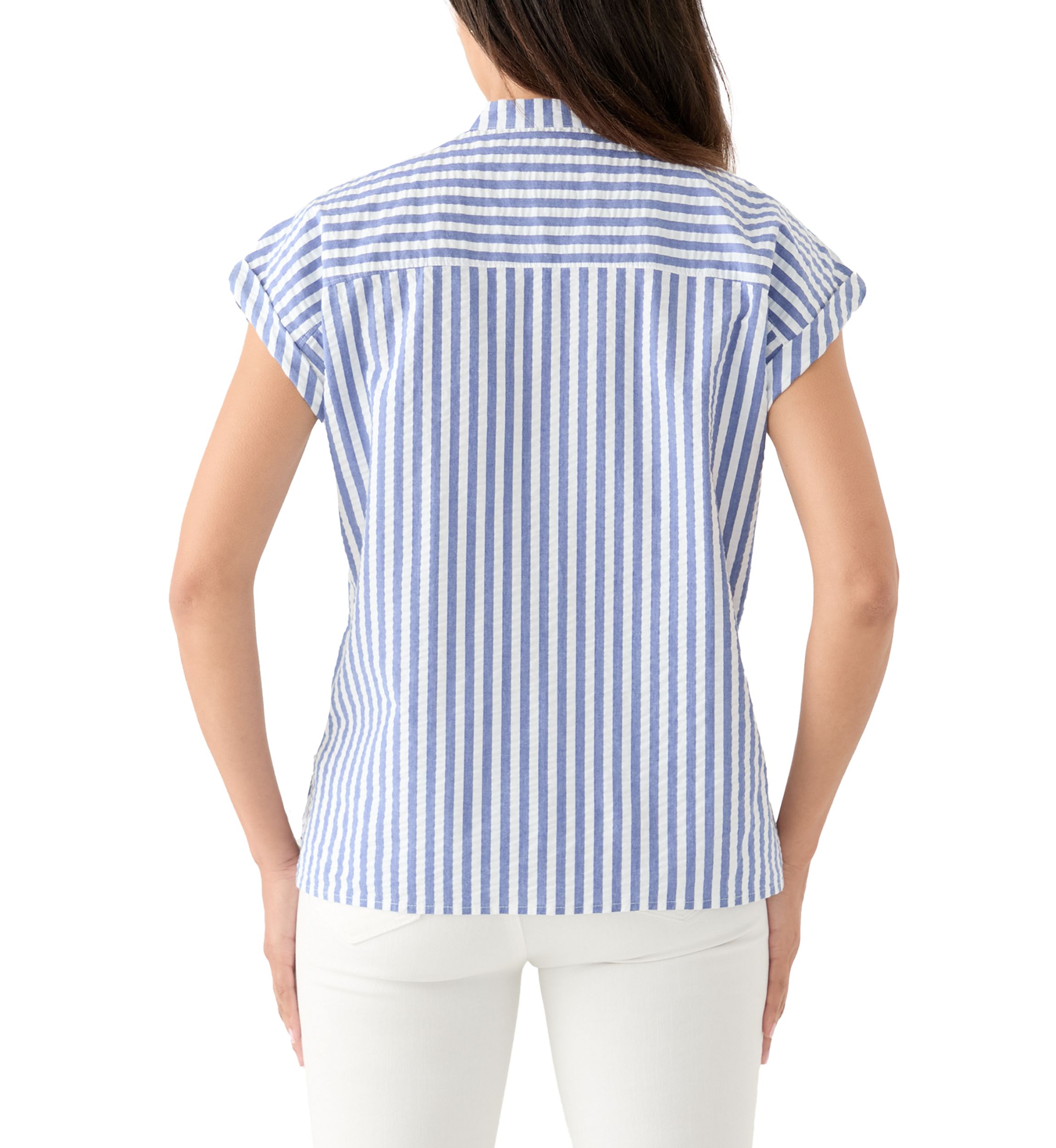 Womens Short Sleeve Frond Harbor Stripe Top