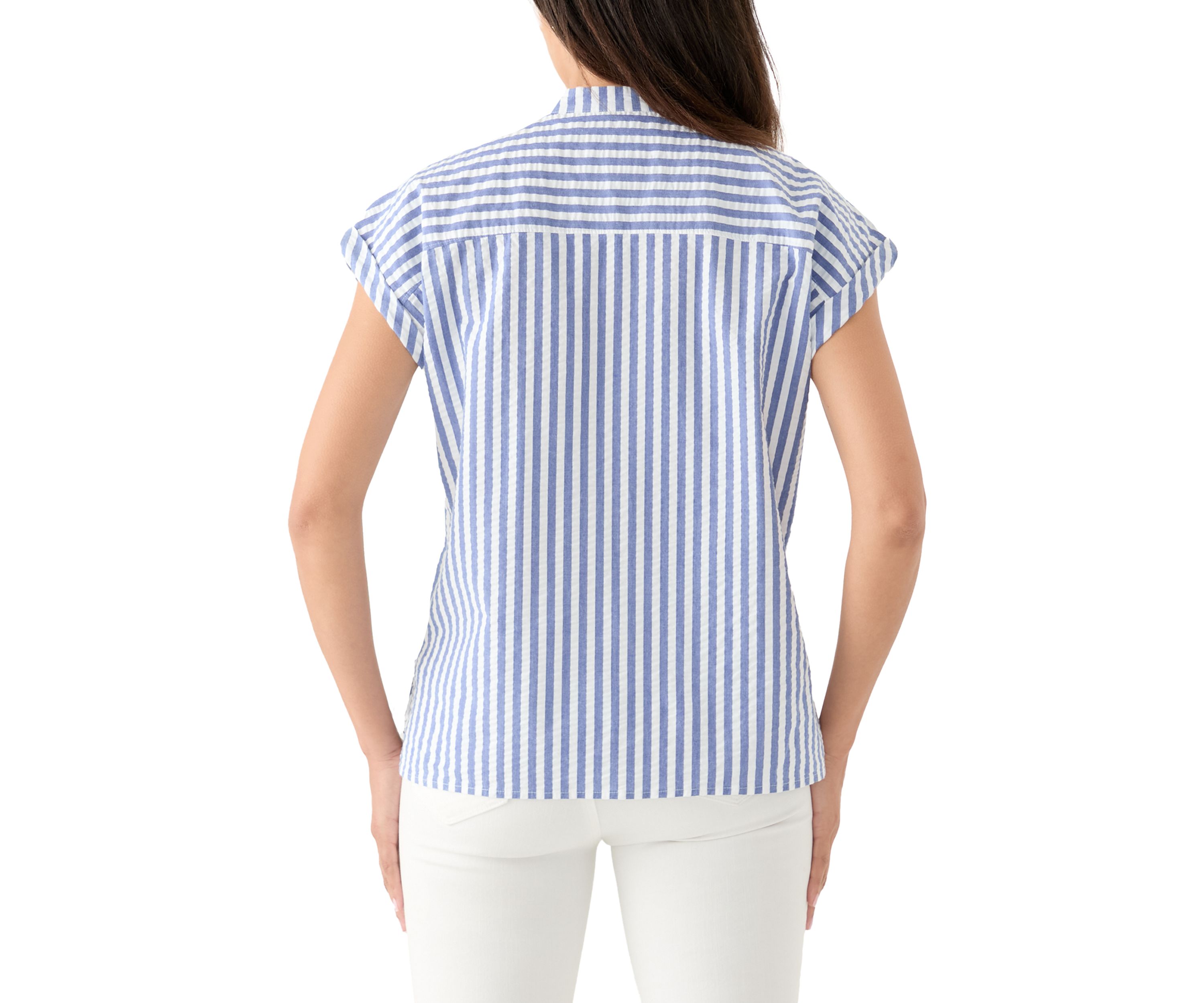 Womens Short Sleeve Frond Harbor Stripe Top