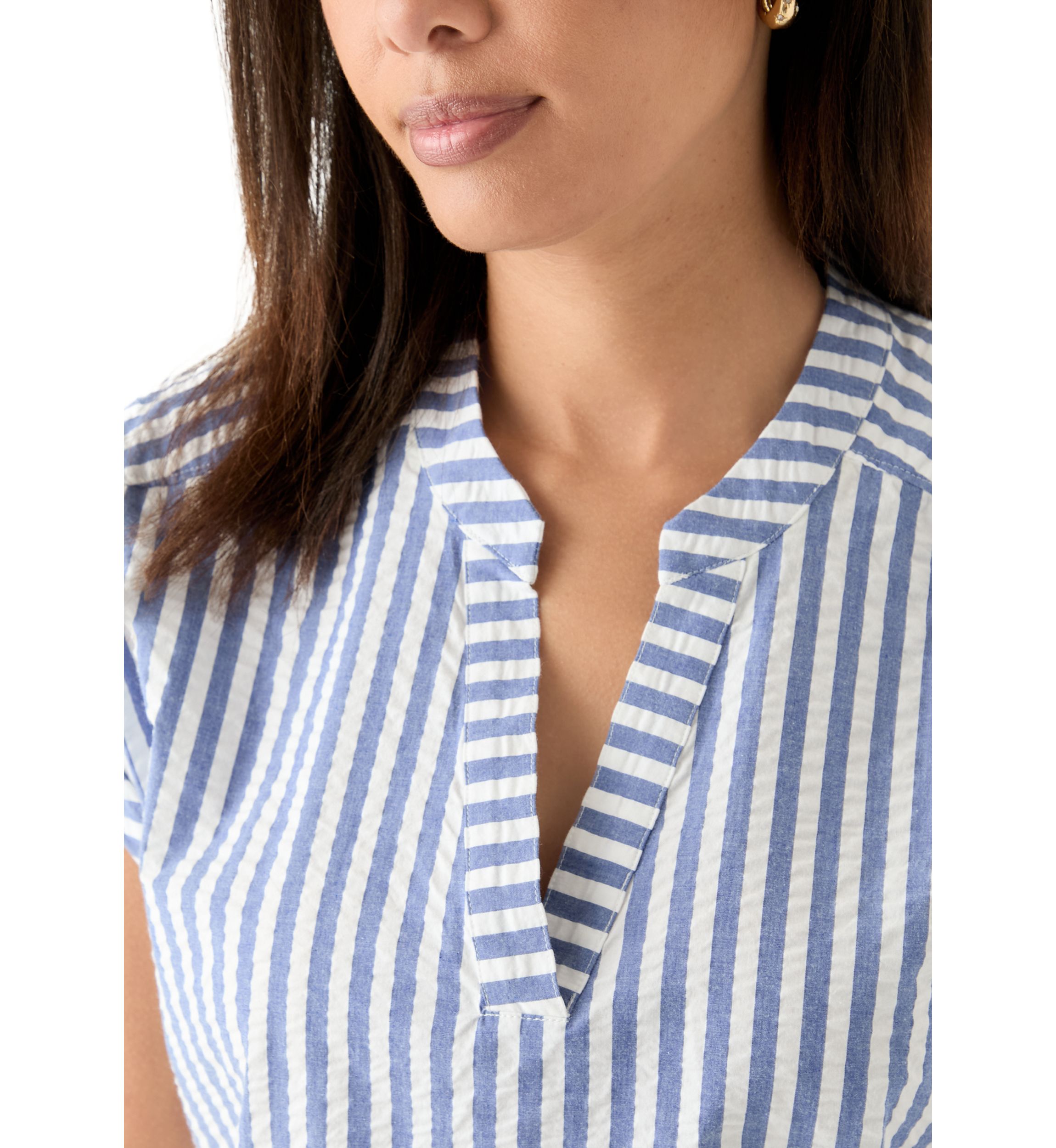 Womens Short Sleeve Frond Harbor Stripe Top