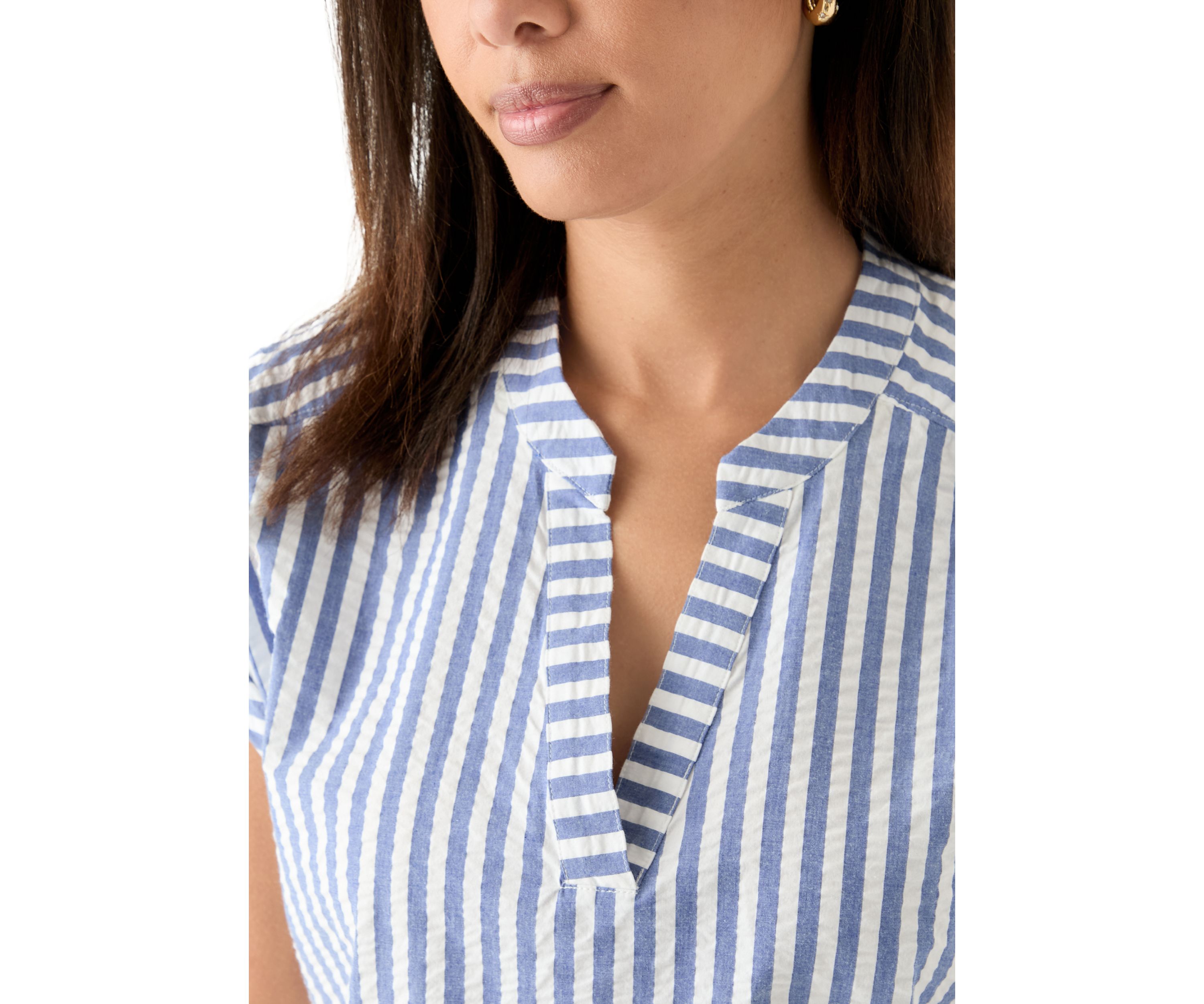 Womens Short Sleeve Frond Harbor Stripe Top