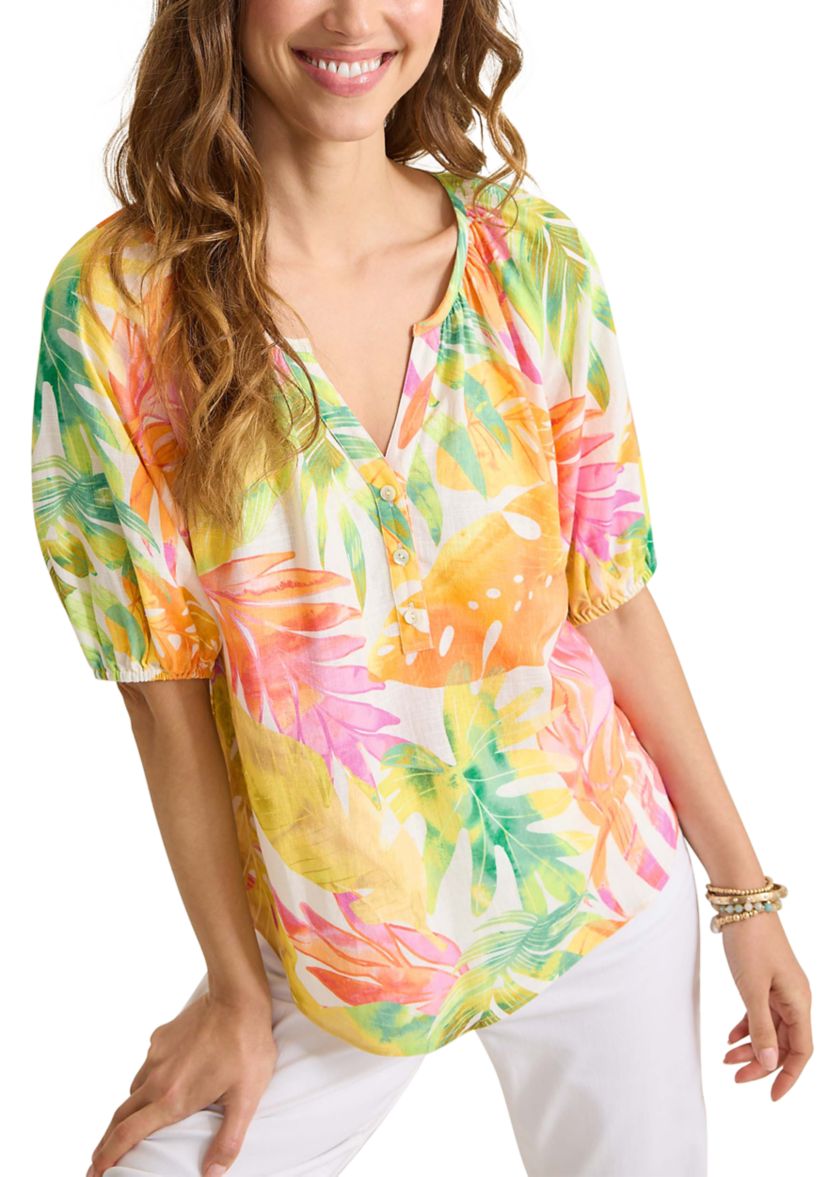 Womens Tropicana Isle Puff Sleeve Top 