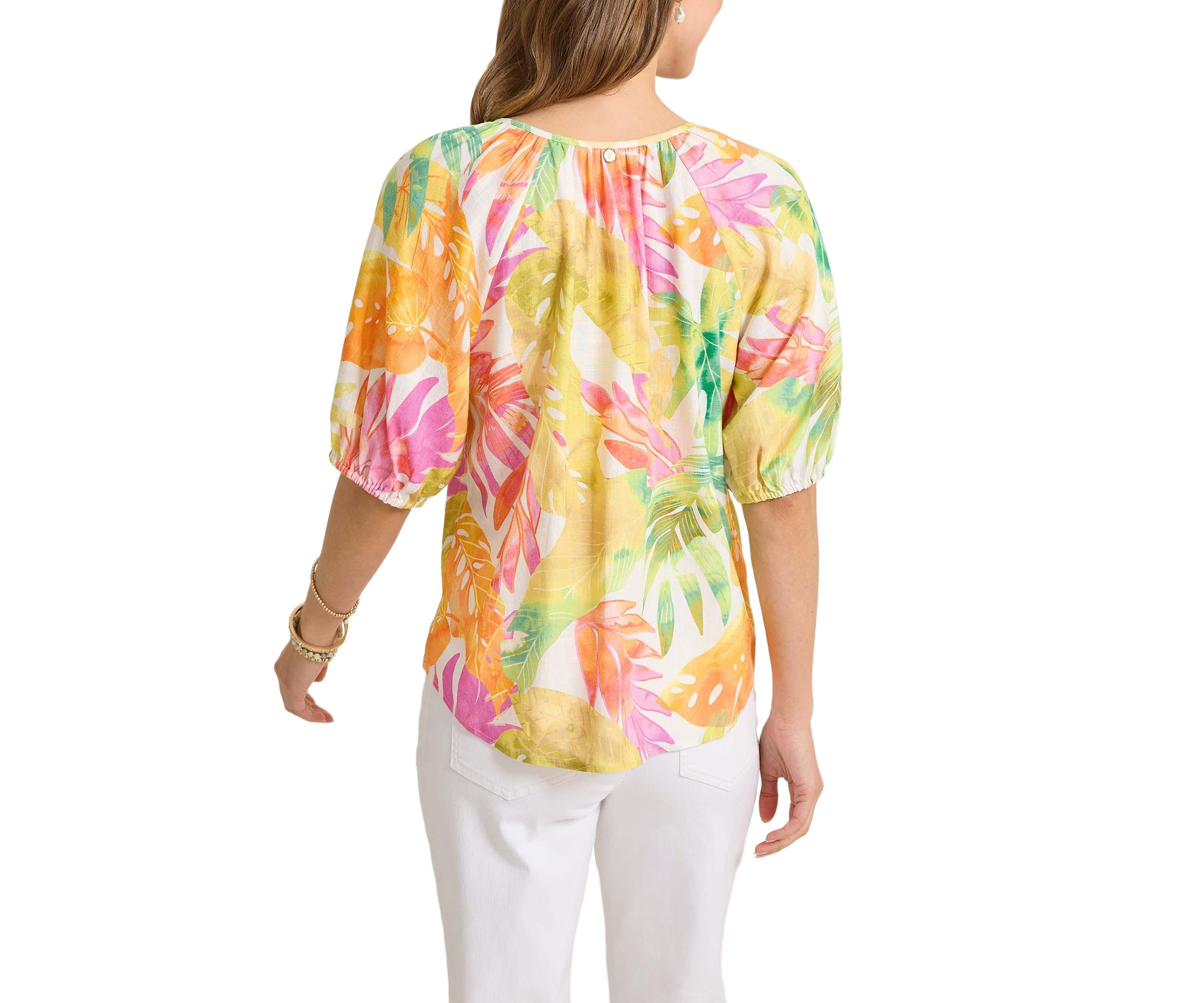 Womens Tropicana Isle Puff Sleeve Top 