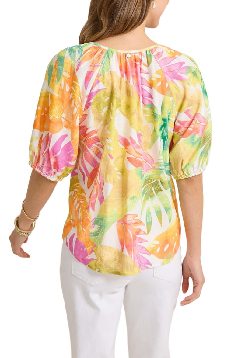 Womens Tropicana Isle Puff Sleeve Top 