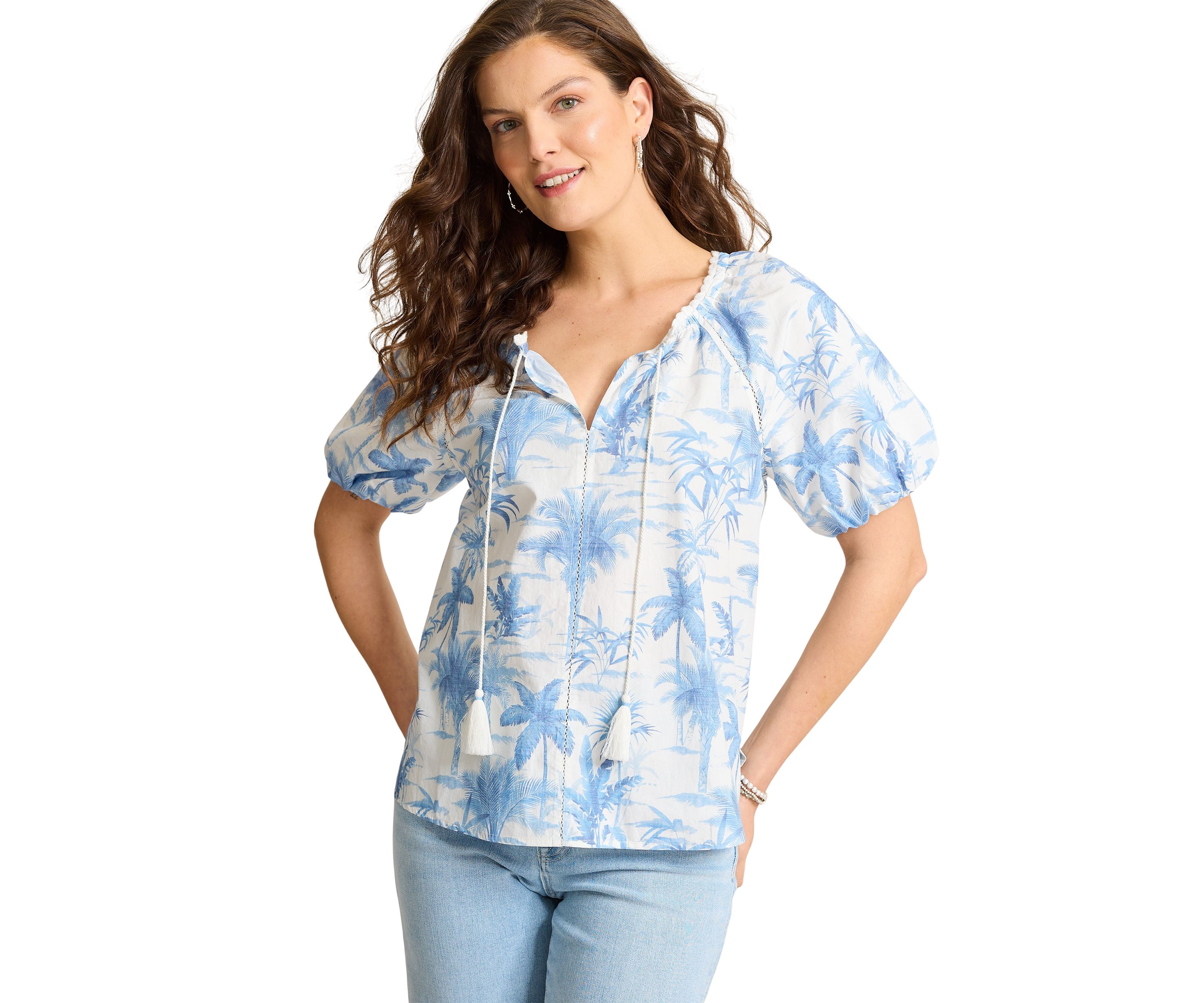 Womens Fortuna Fronds Poplin Top 