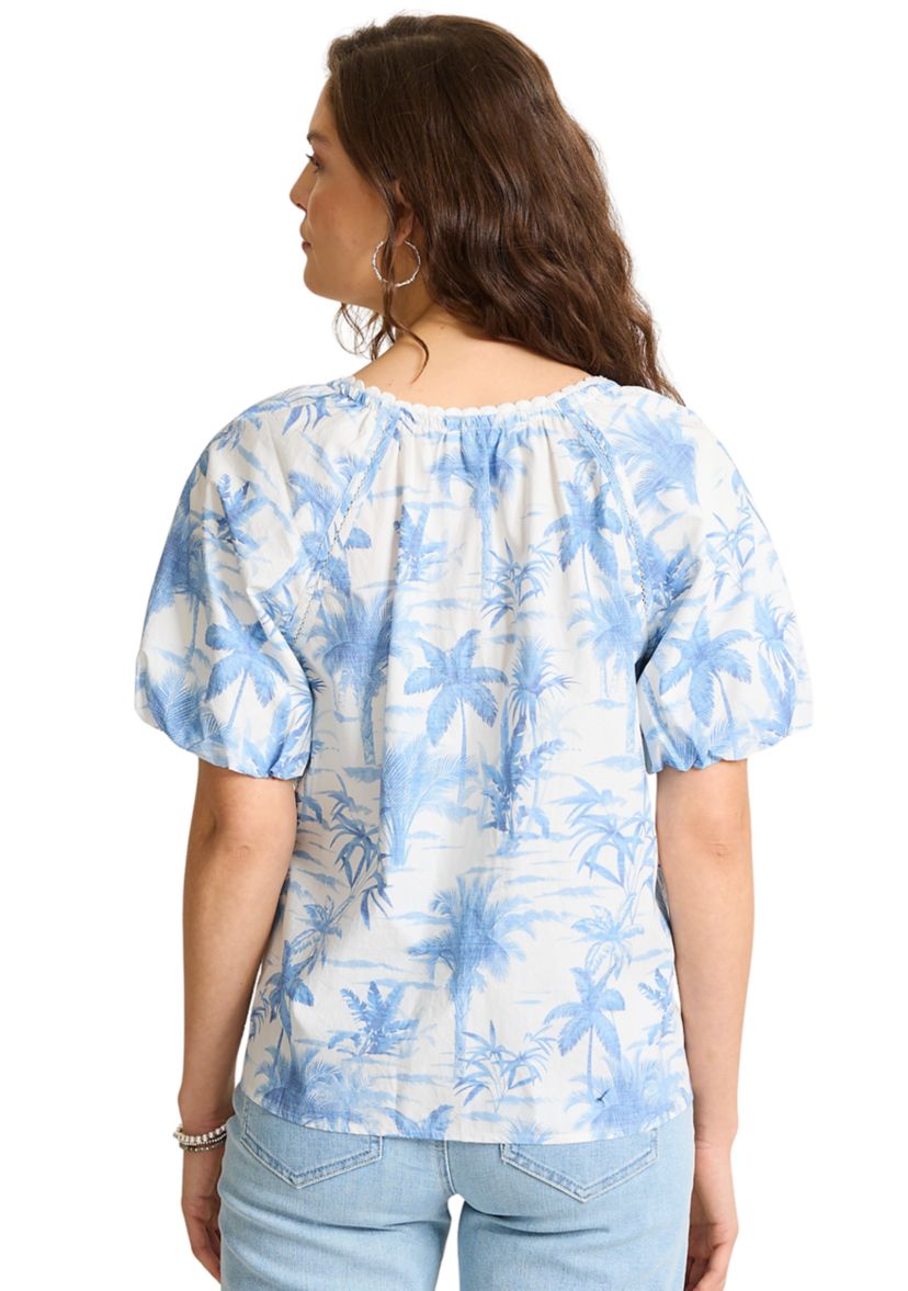 Womens Fortuna Fronds Poplin Top 