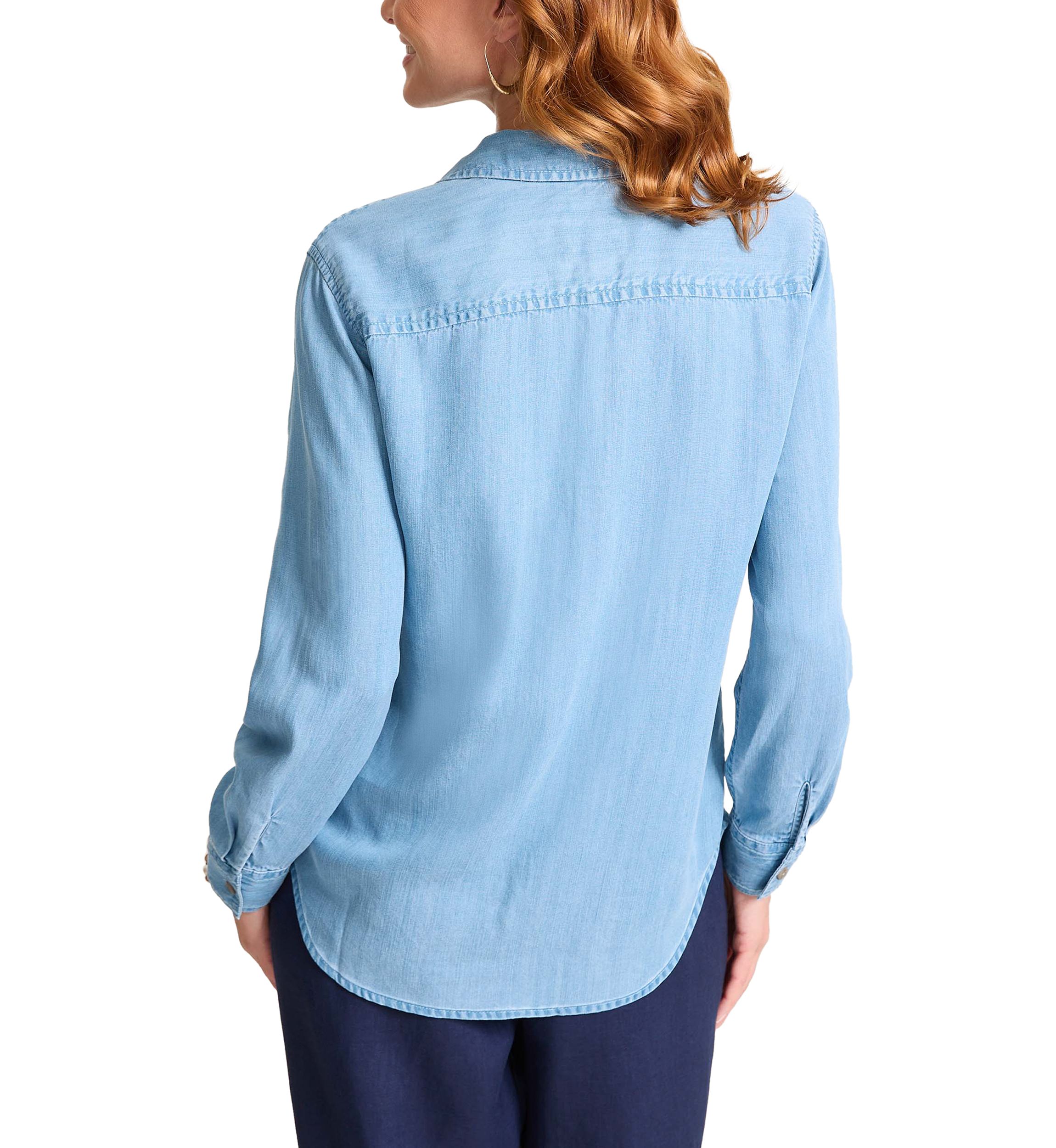Womens Chambray Olei Embroidered Popover Top 