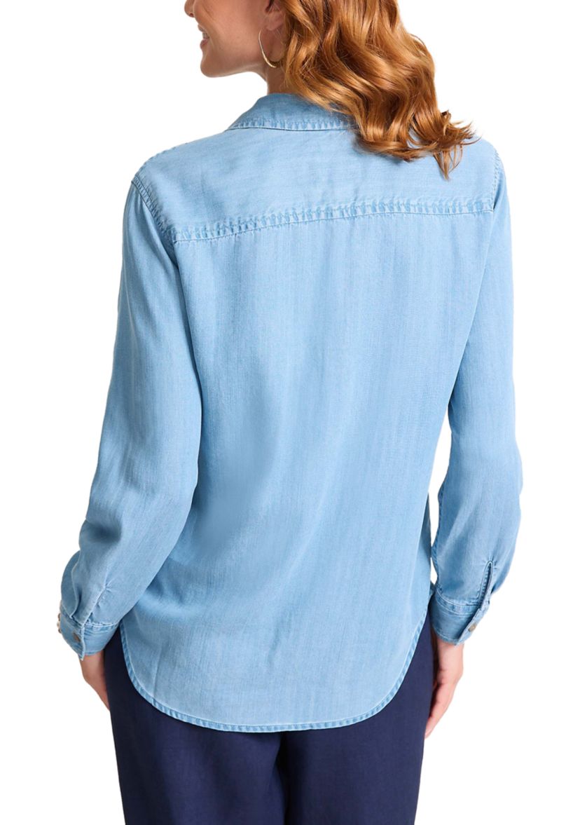 Womens Chambray Olei Embroidered Popover Top 
