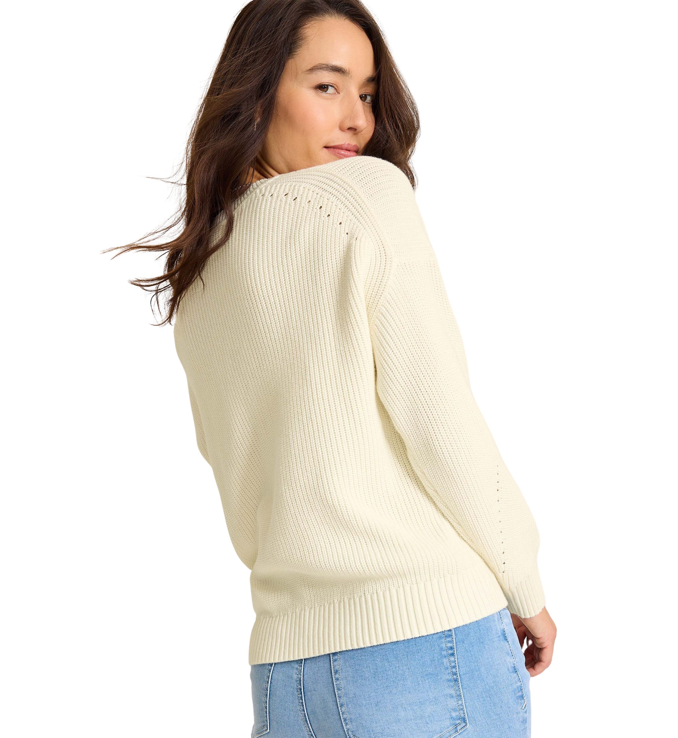 Womens Indigo Palms Salt Wash V-Neck Sweater