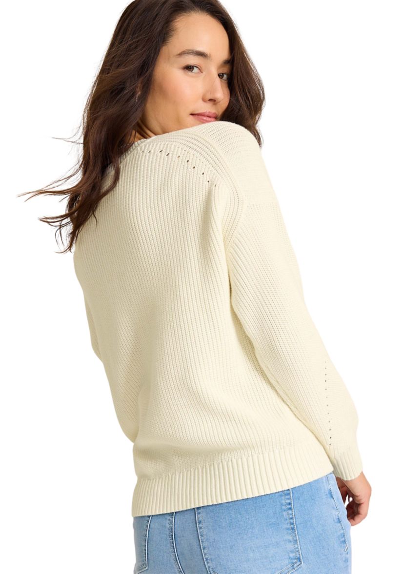 Womens Indigo Palms Salt Wash V-Neck Sweater