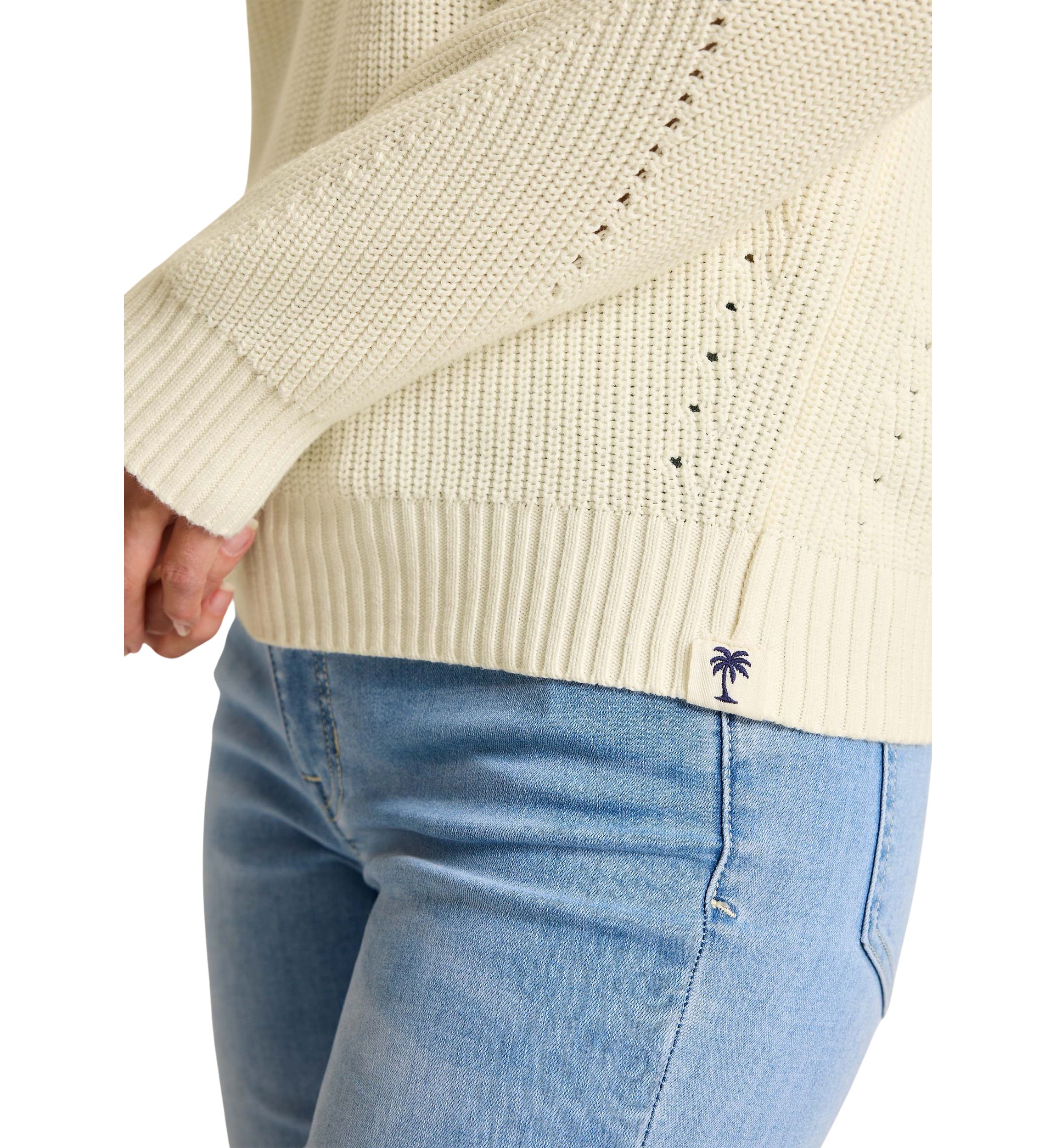 Womens Indigo Palms Salt Wash V-Neck Sweater