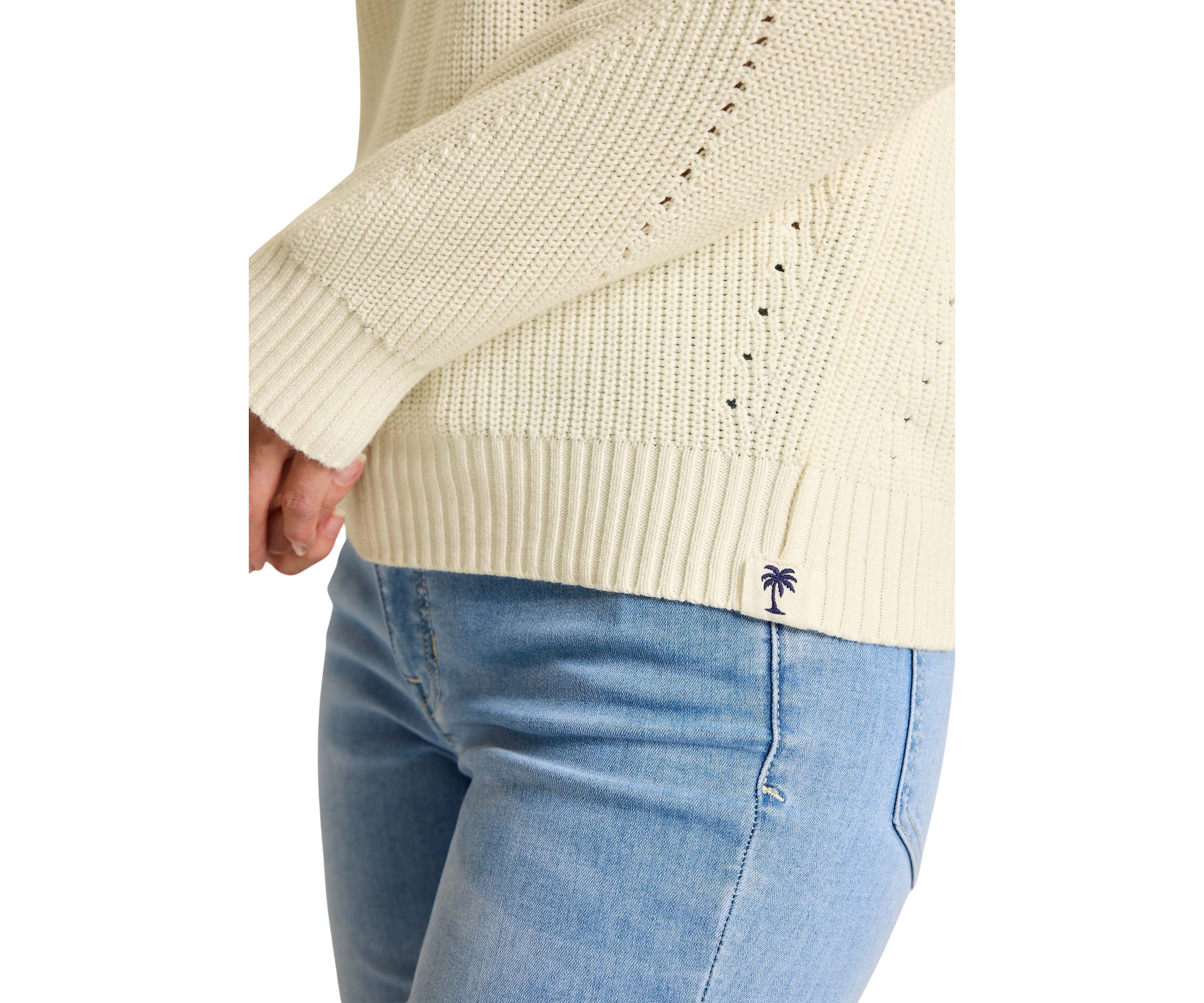 Womens Indigo Palms Salt Wash V-Neck Sweater