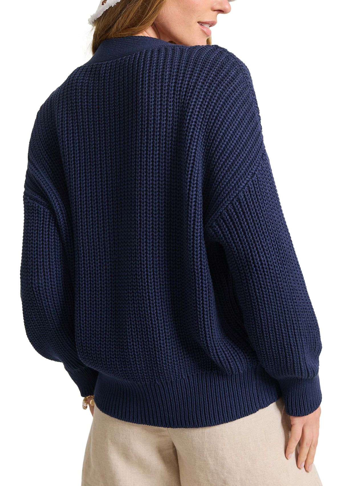 Womens Zoe Cotton Shaker Stitch Cardigan 