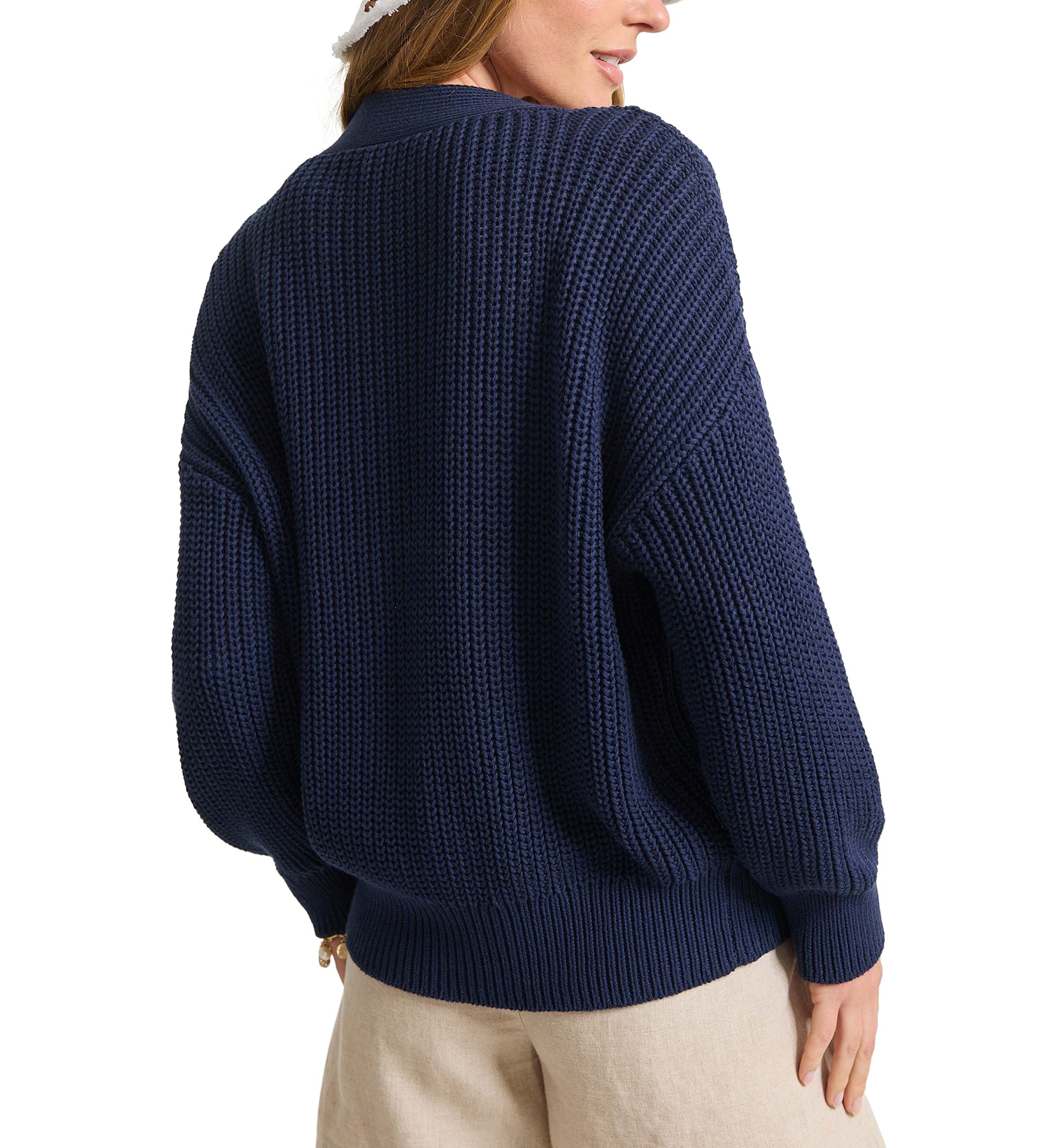 Womens Zoe Cotton Shaker Stitch Cardigan 