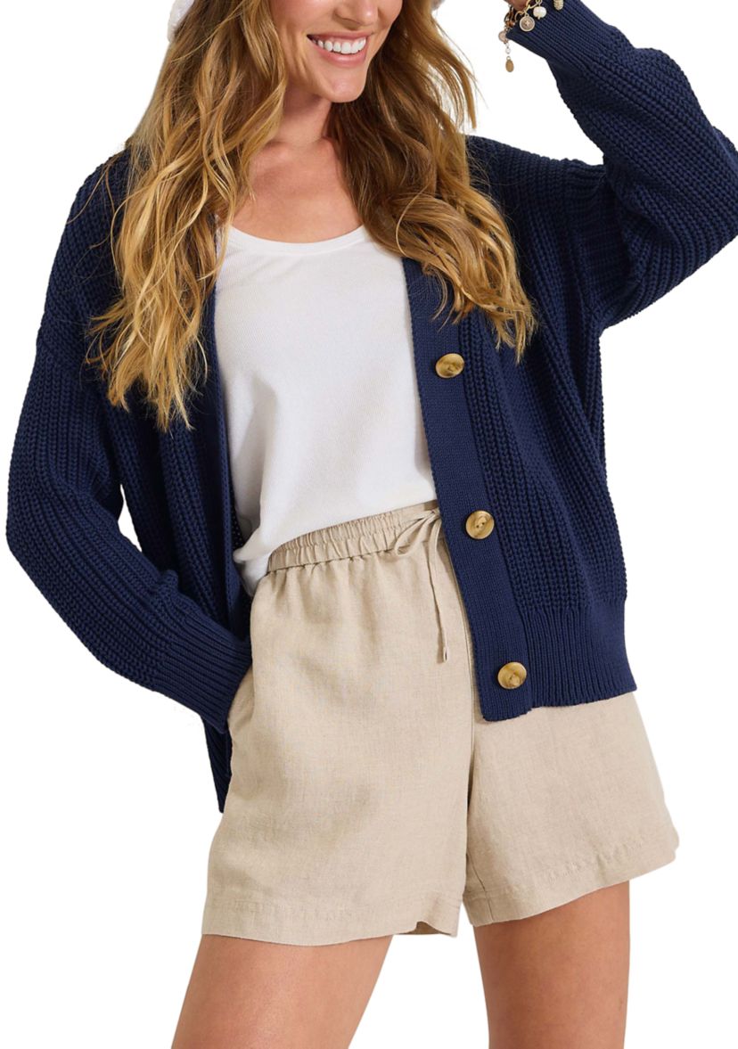 Womens Zoe Cotton Shaker Stitch Cardigan 