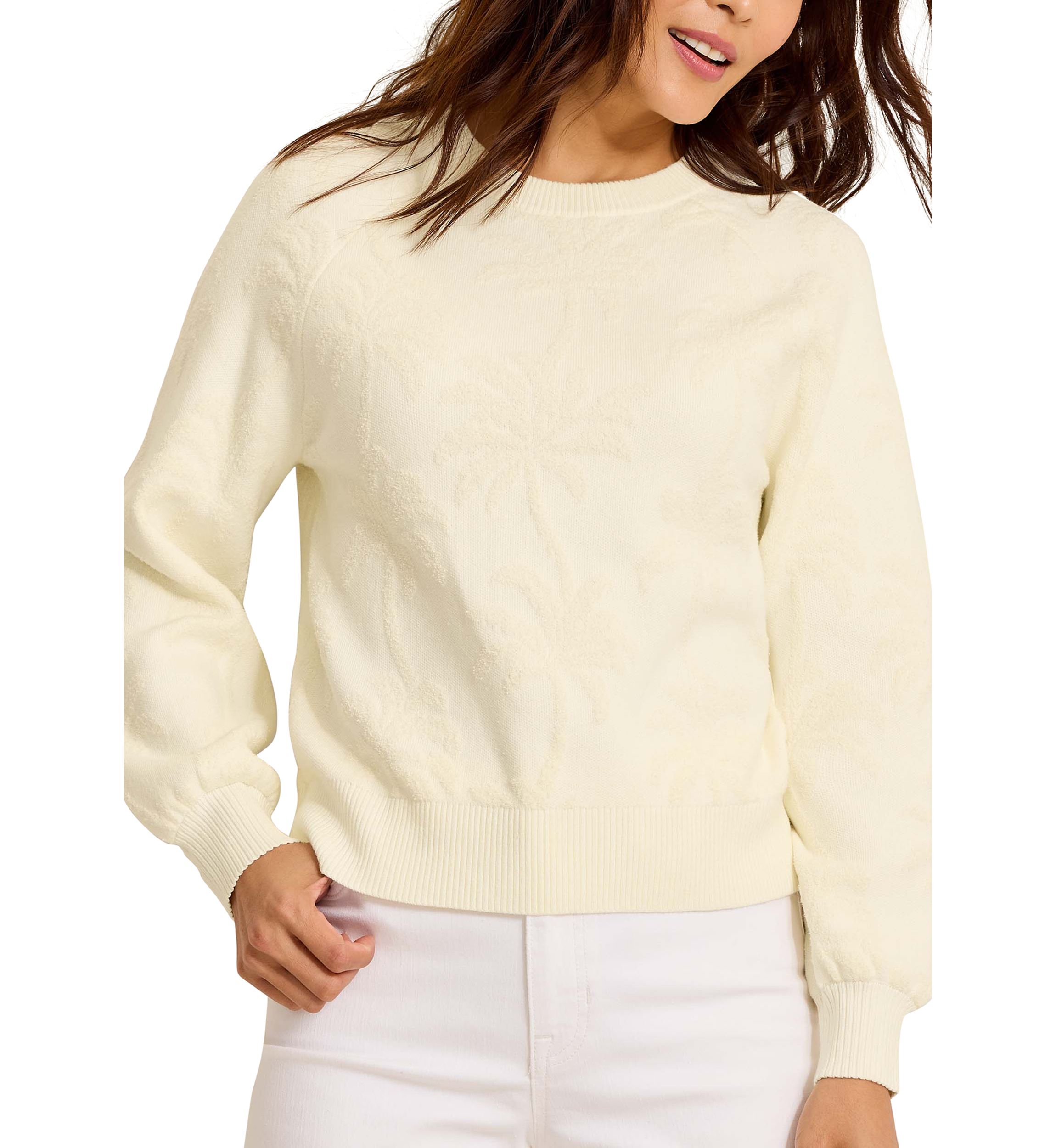 Womens Beachside Palm Crew Pullover 