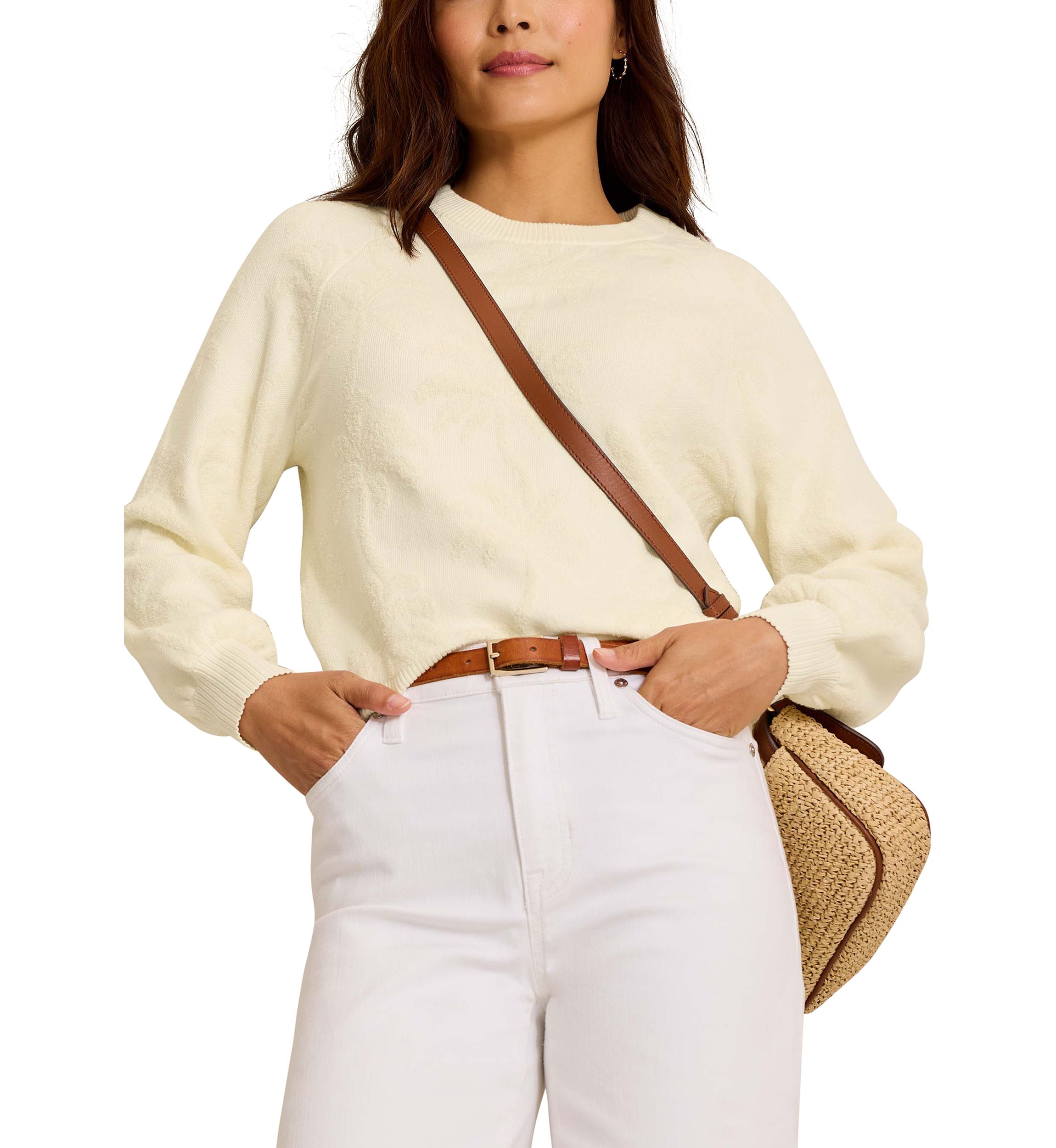 Womens Beachside Palm Crew Pullover 