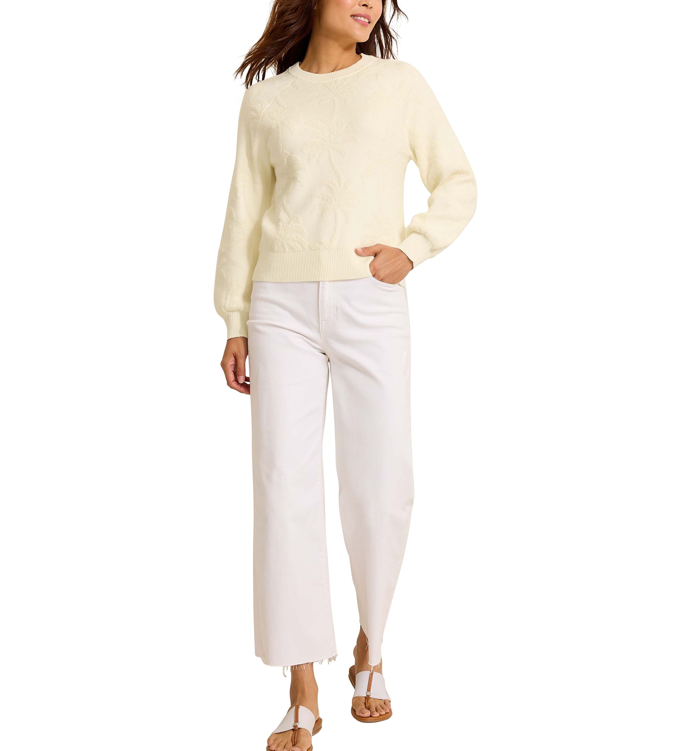 Womens Beachside Palm Crew Pullover 
