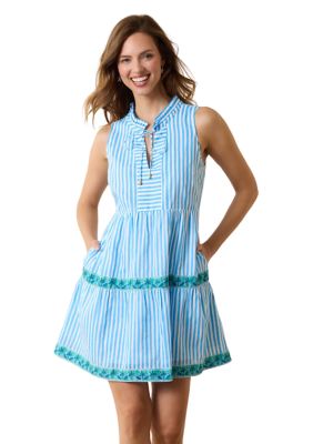 Tommy Bahama Women's Marina Isle Tiered Dress, Blue -  0023791628147