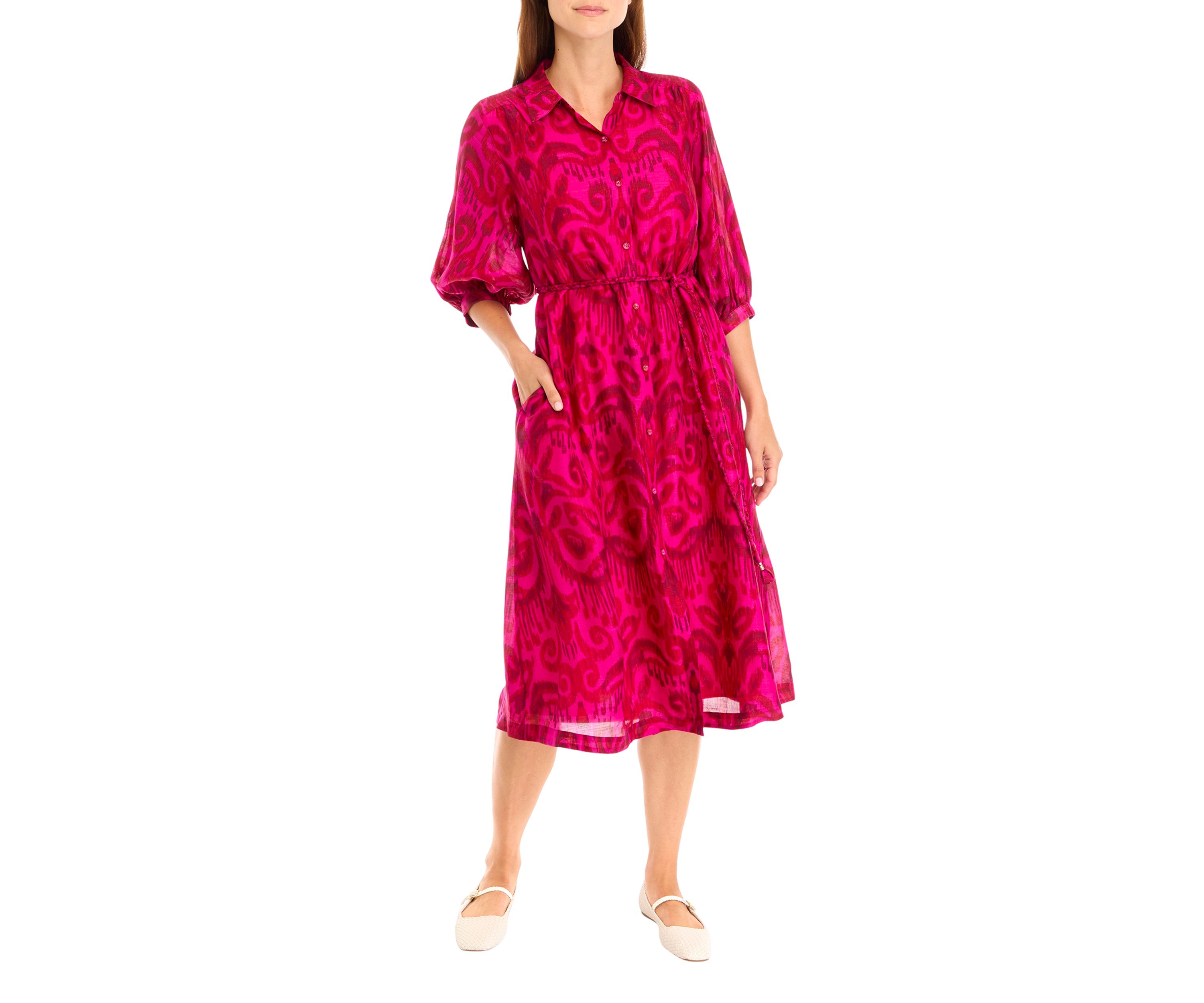Seaside Ikat Midi Shirt Dress 