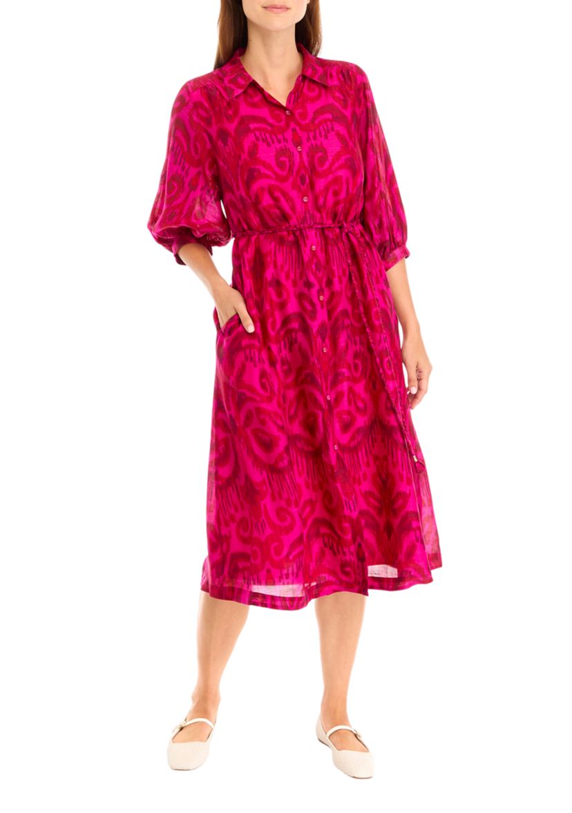 Seaside Ikat Midi Shirt Dress 