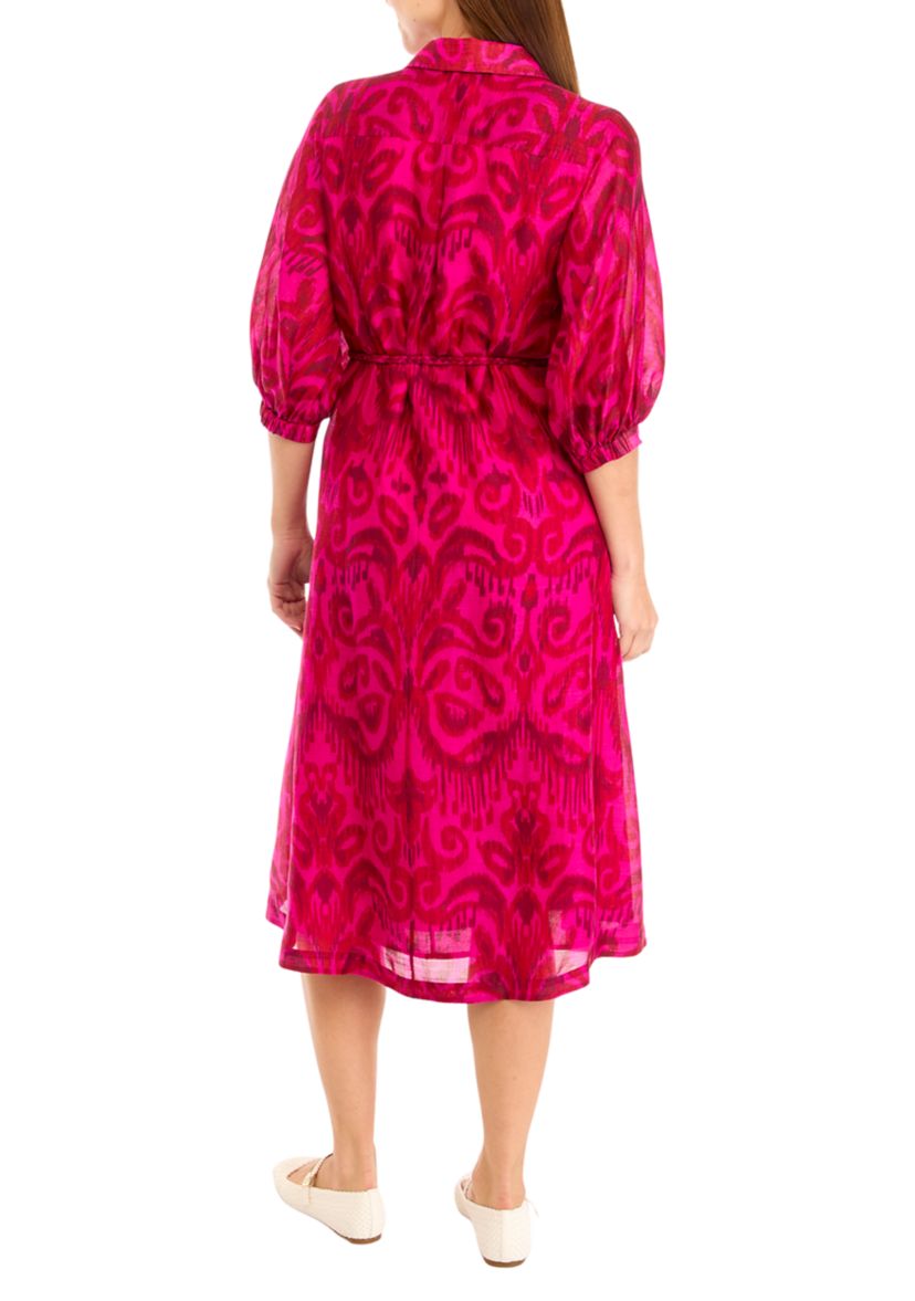 Seaside Ikat Midi Shirt Dress 