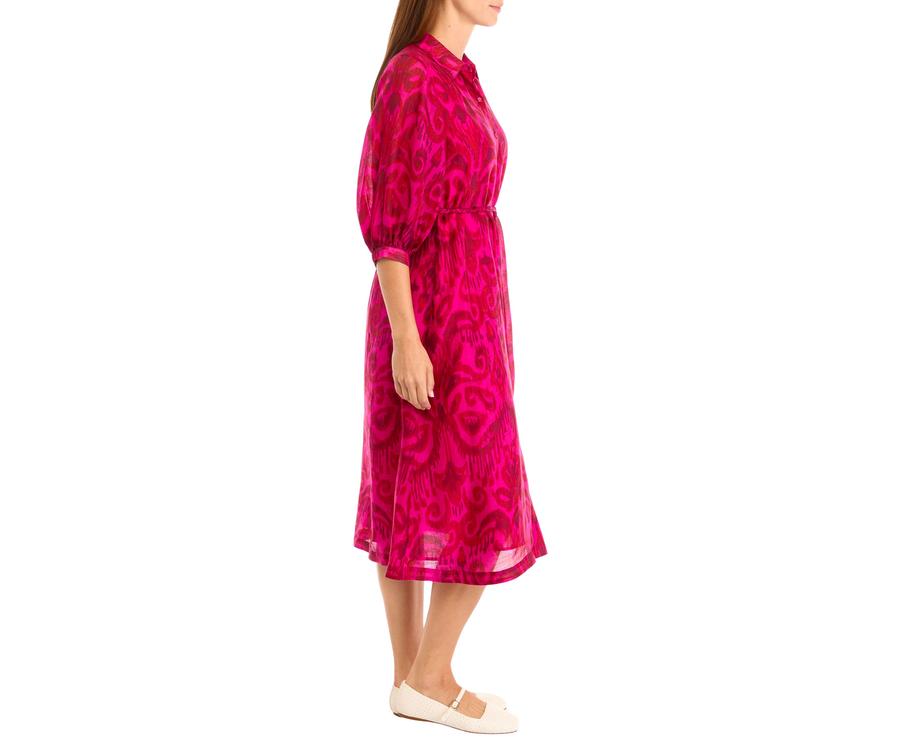 Seaside Ikat Midi Shirt Dress 