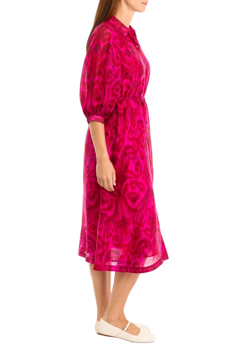 Seaside Ikat Midi Shirt Dress 