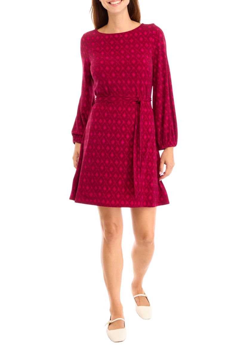 Womens Diamond Cay Long Sleeve Short Dress 