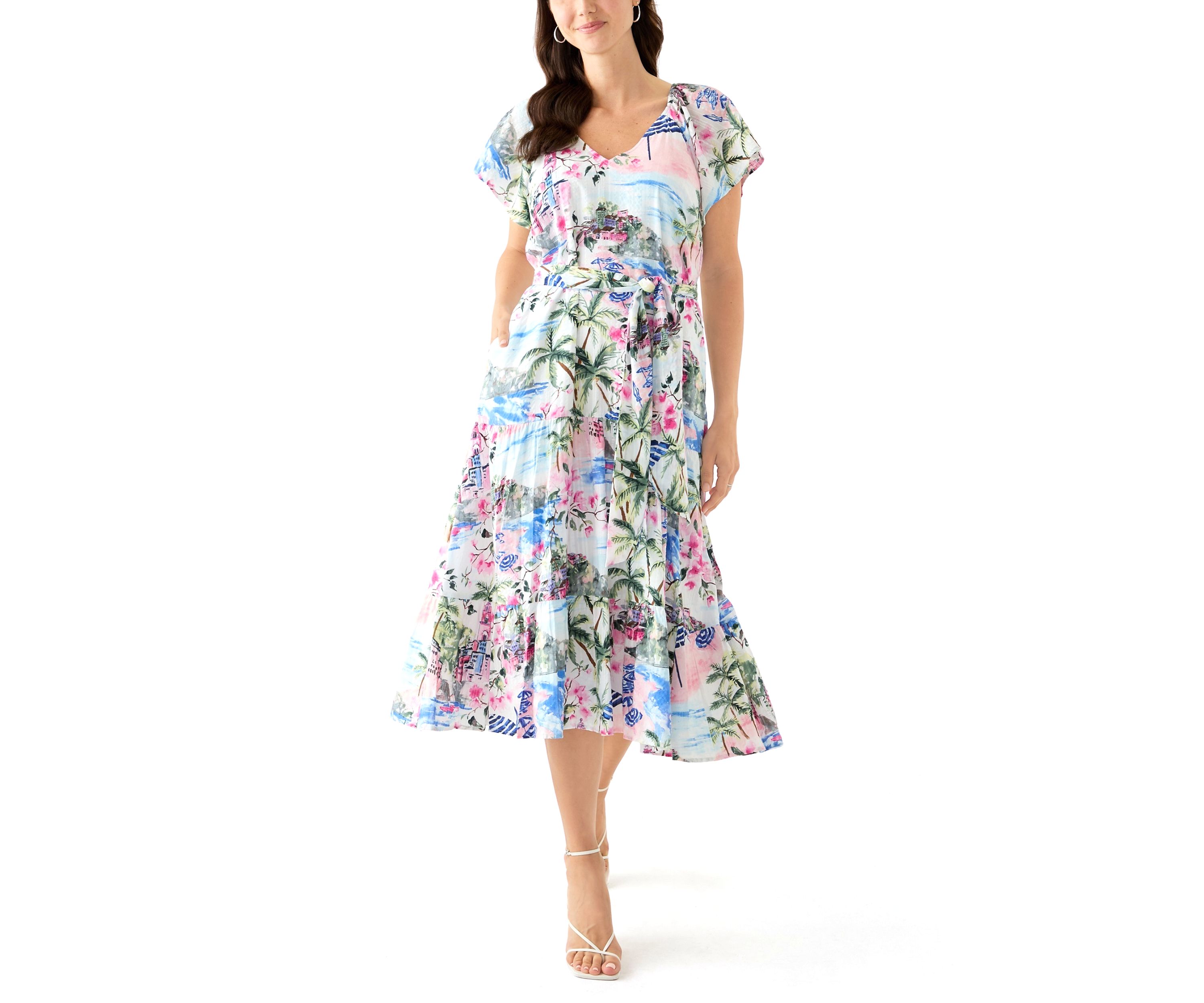 Womens Short Sleeve Paradise Shores Midi Dress