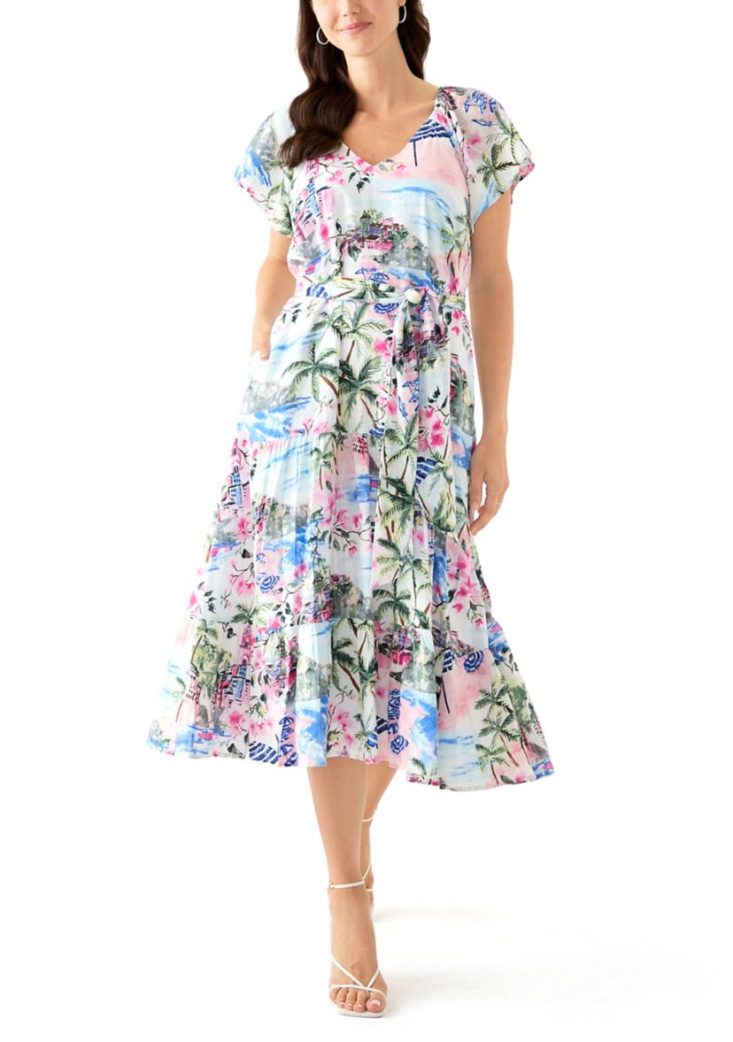 Womens Short Sleeve Paradise Shores Midi Dress