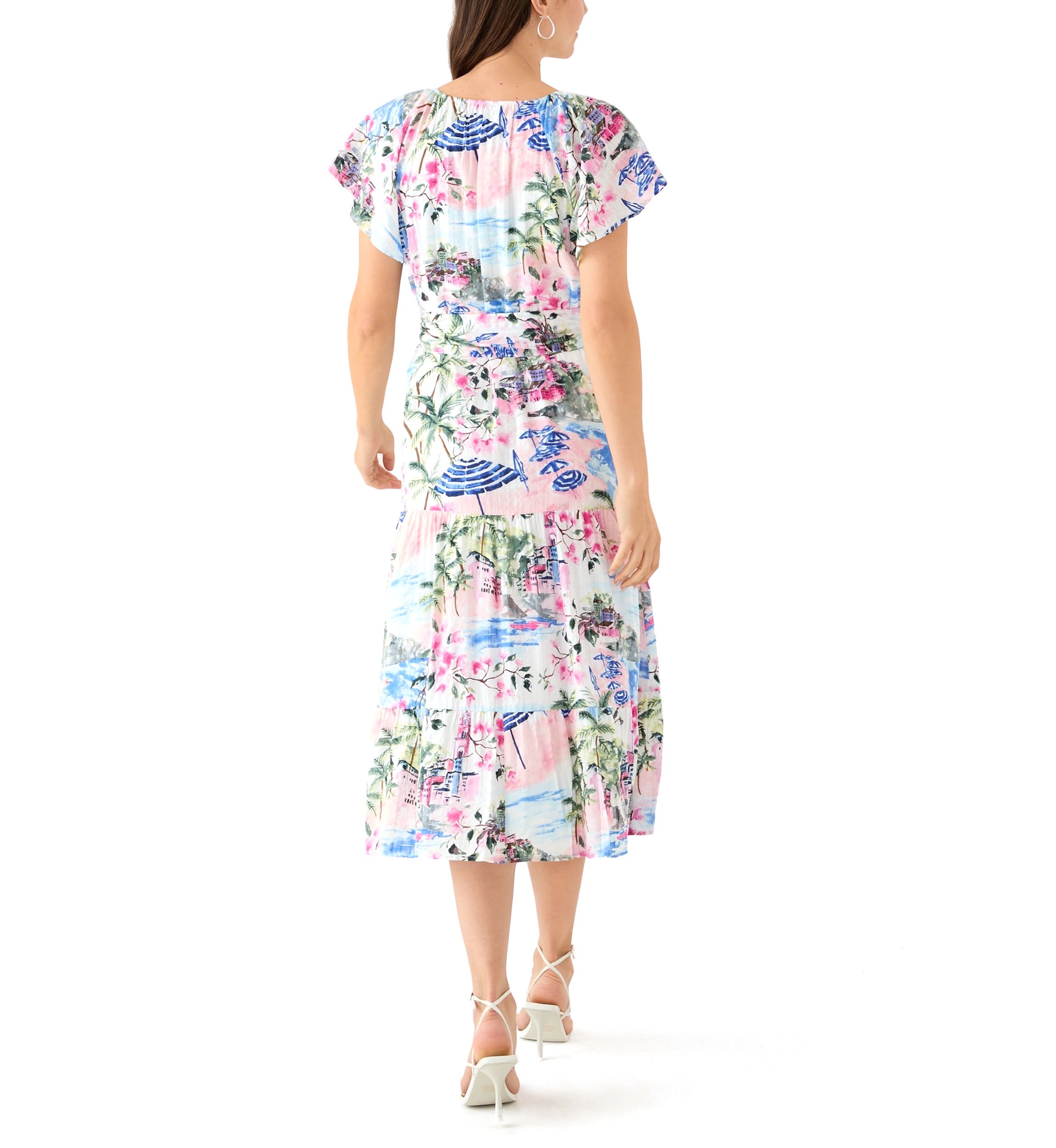 Womens Short Sleeve Paradise Shores Midi Dress