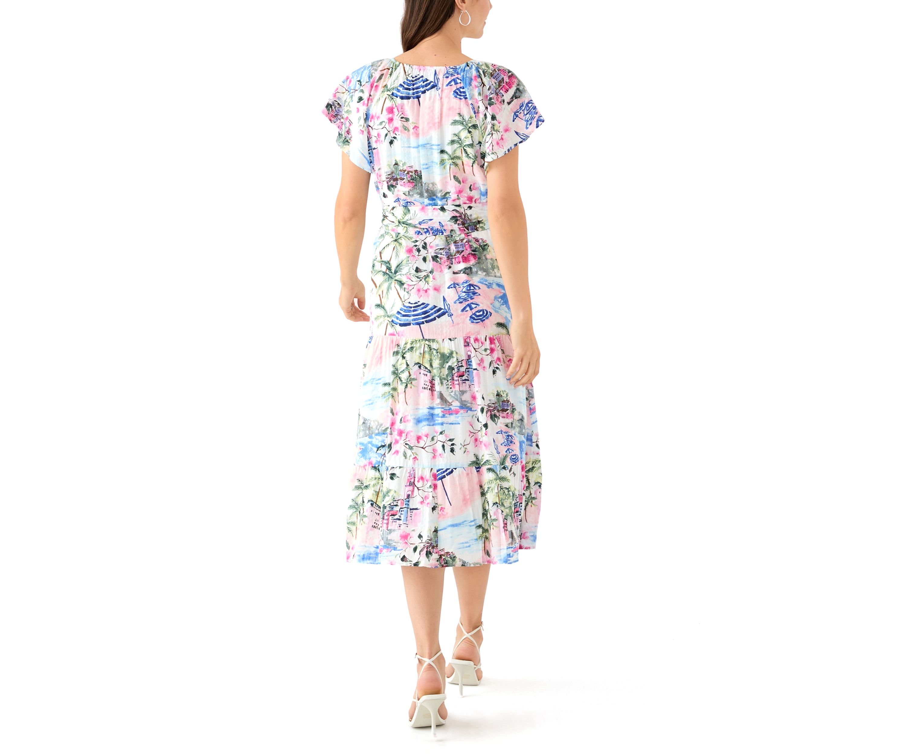 Womens Short Sleeve Paradise Shores Midi Dress