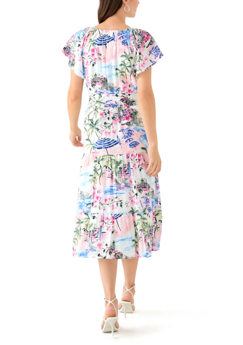 Womens Short Sleeve Paradise Shores Midi Dress