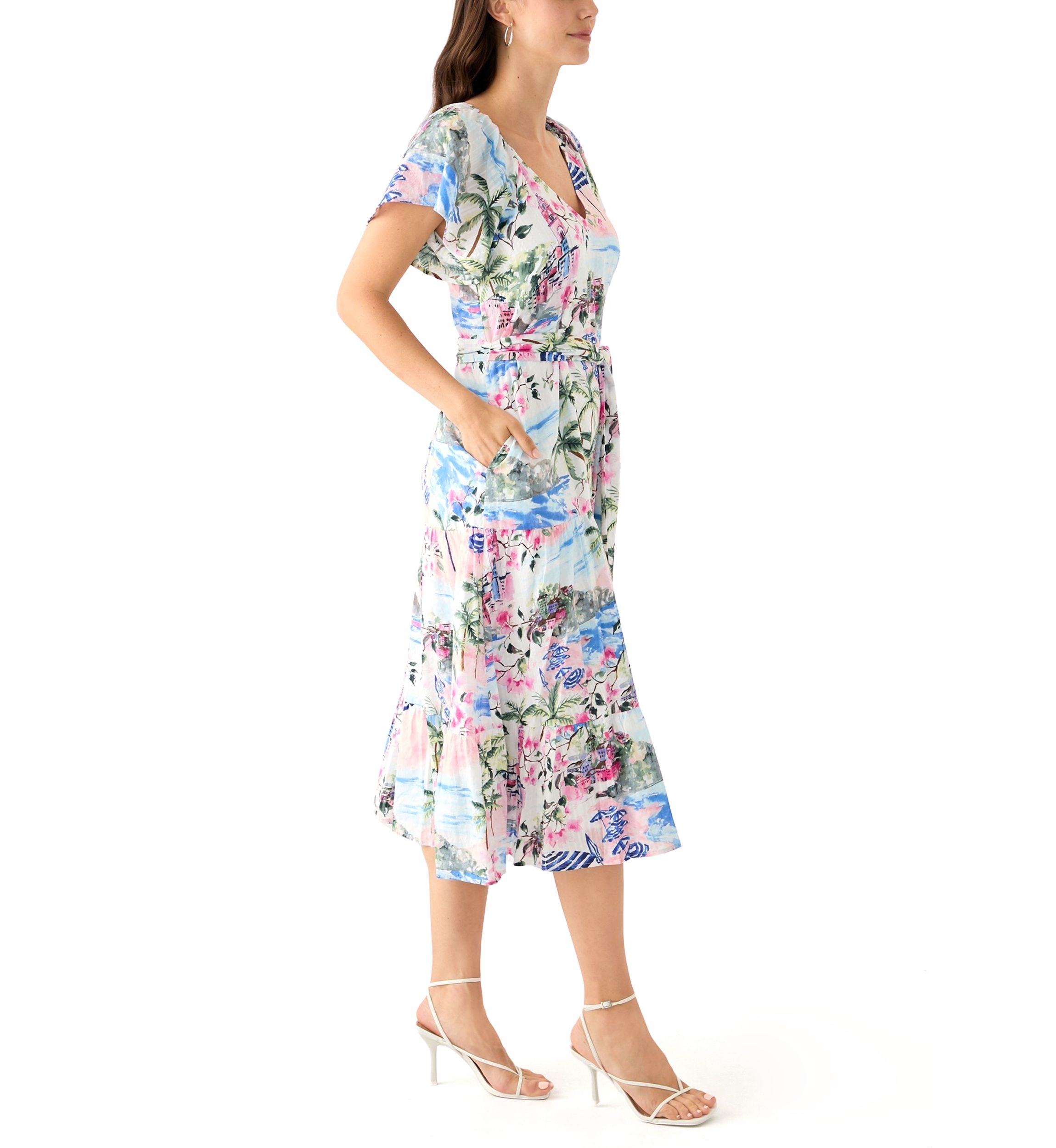 Womens Short Sleeve Paradise Shores Midi Dress