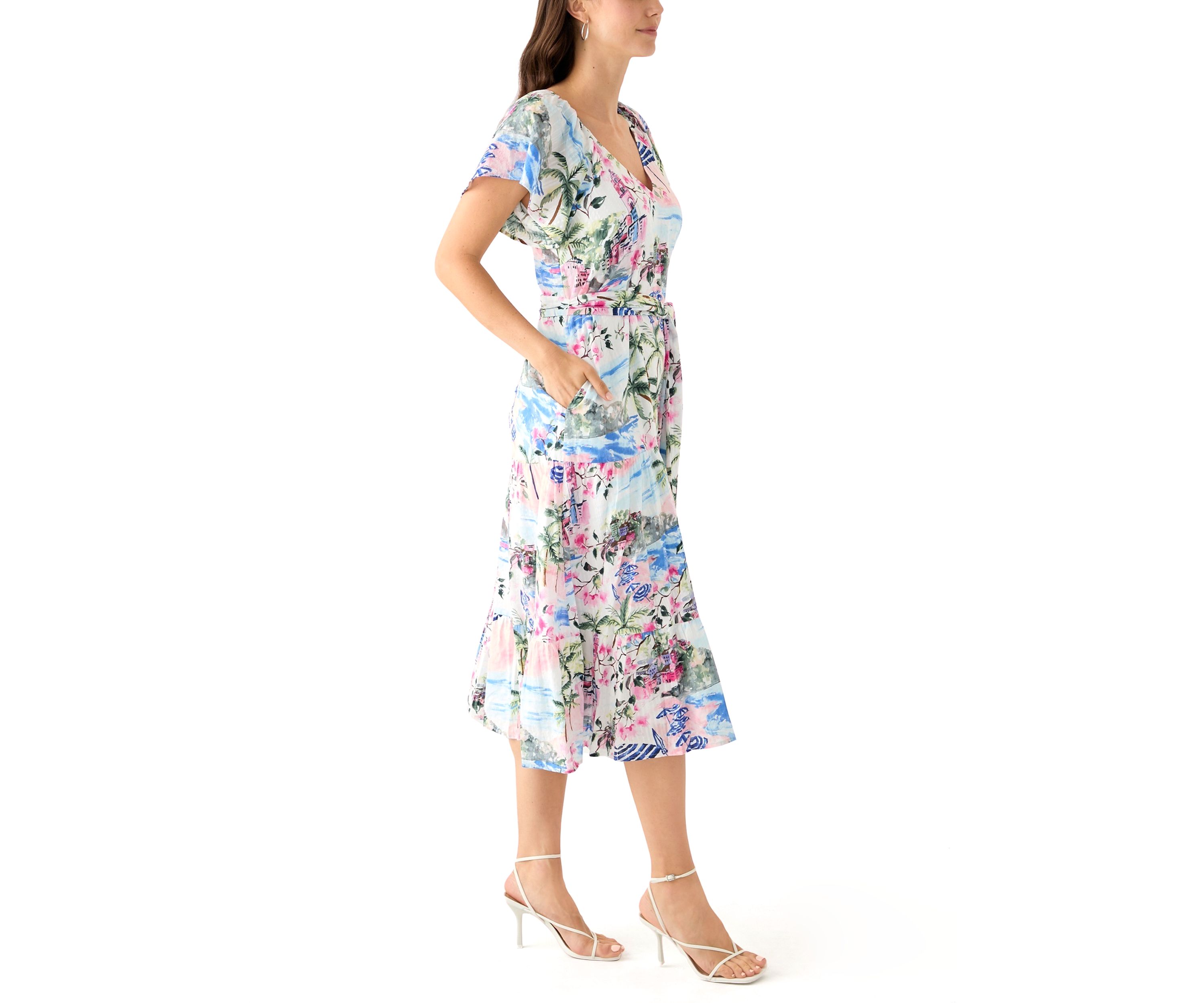 Womens Short Sleeve Paradise Shores Midi Dress