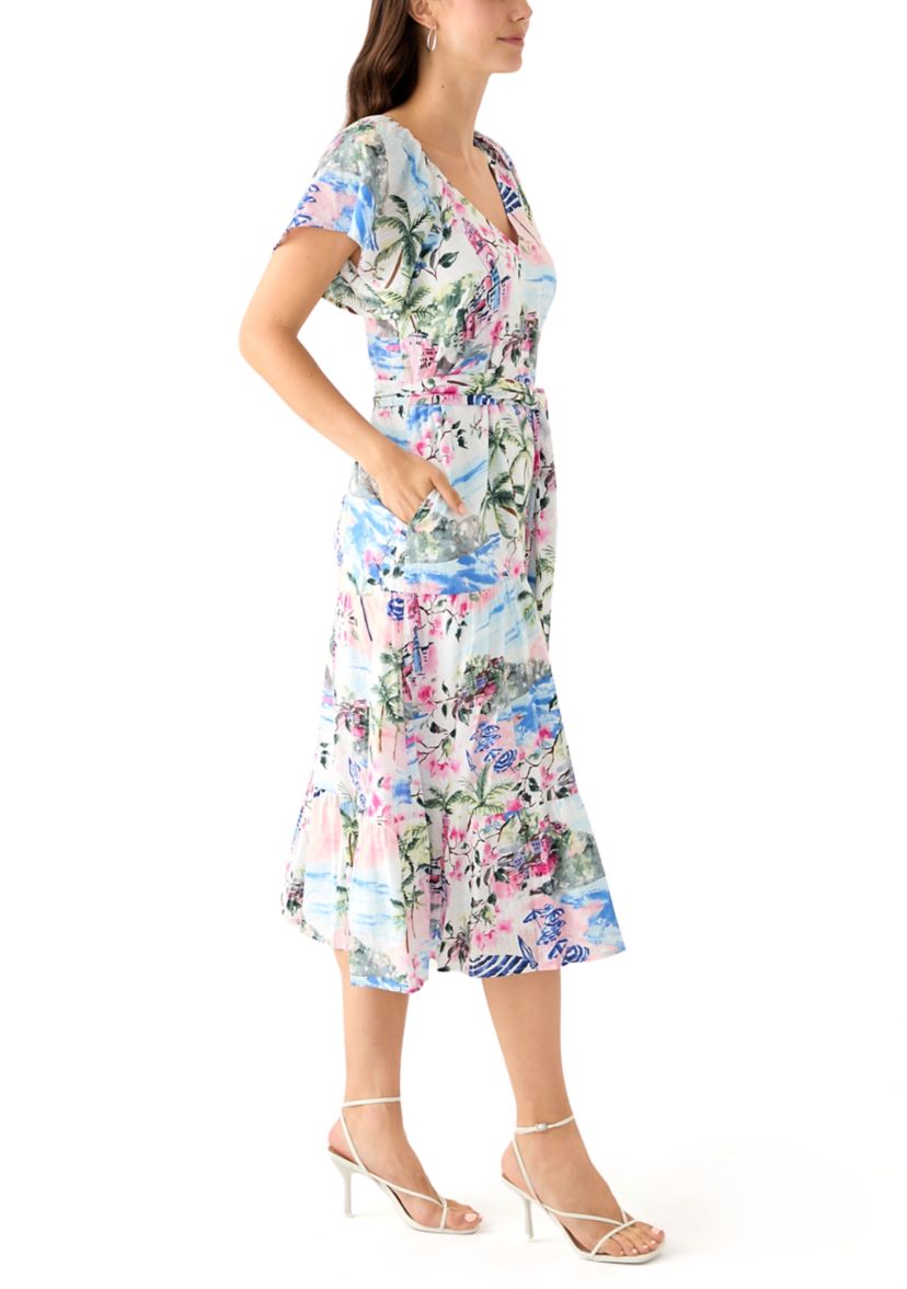 Womens Short Sleeve Paradise Shores Midi Dress
